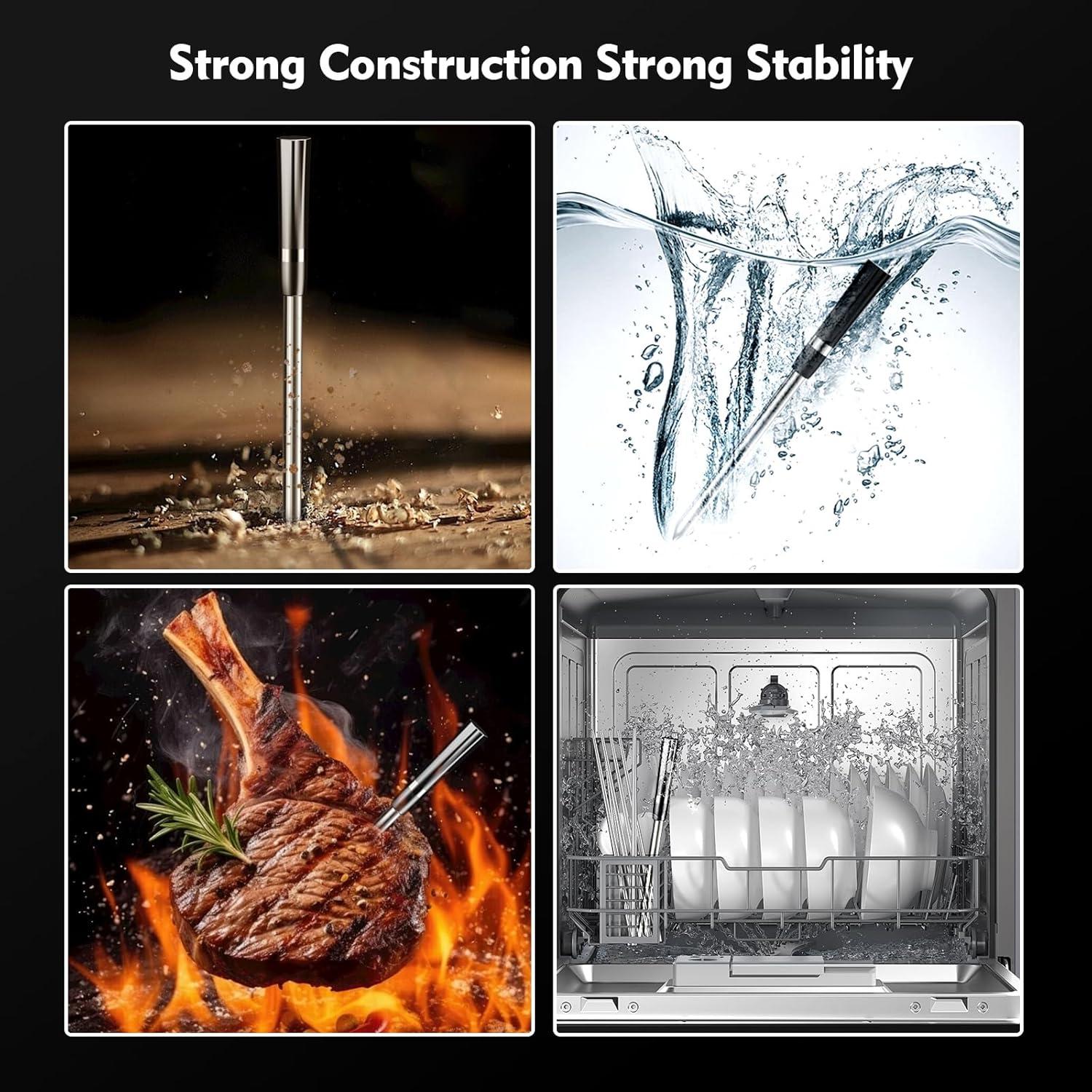 Termómetro de Carne Inalámbrico AURASKY CP20, 91.44m, Doble Sensor