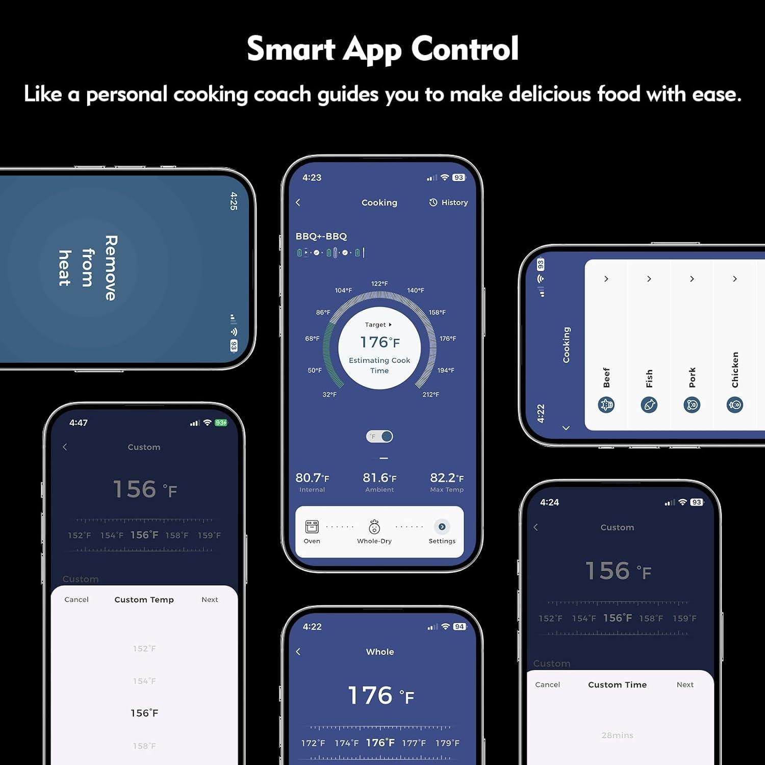 Termómetro de Carne Inalámbrico AURASKY CP20, 91.44m, Doble Sensor