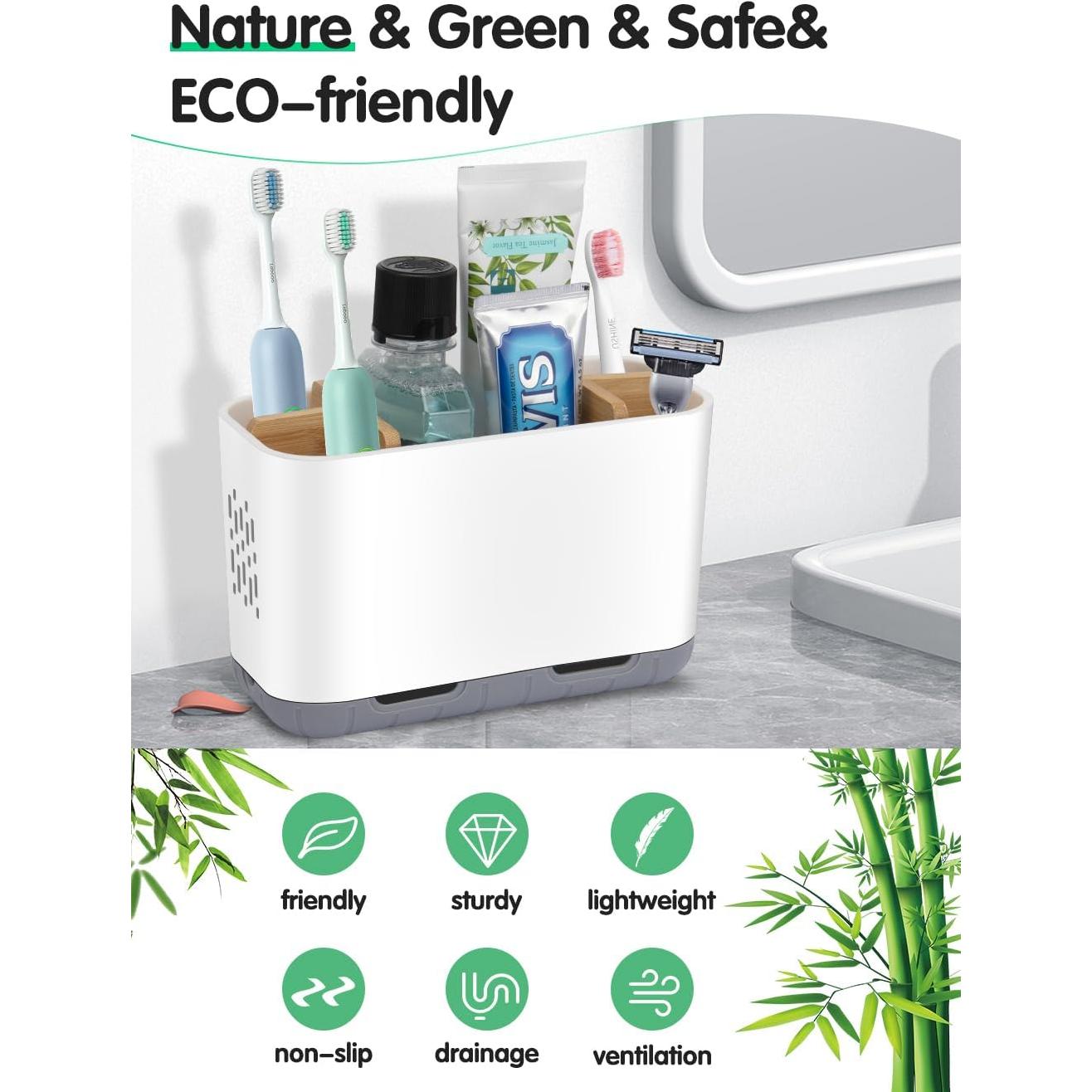 Soporte de Bambú para Cepillos de Dientes GFWARE Blanco