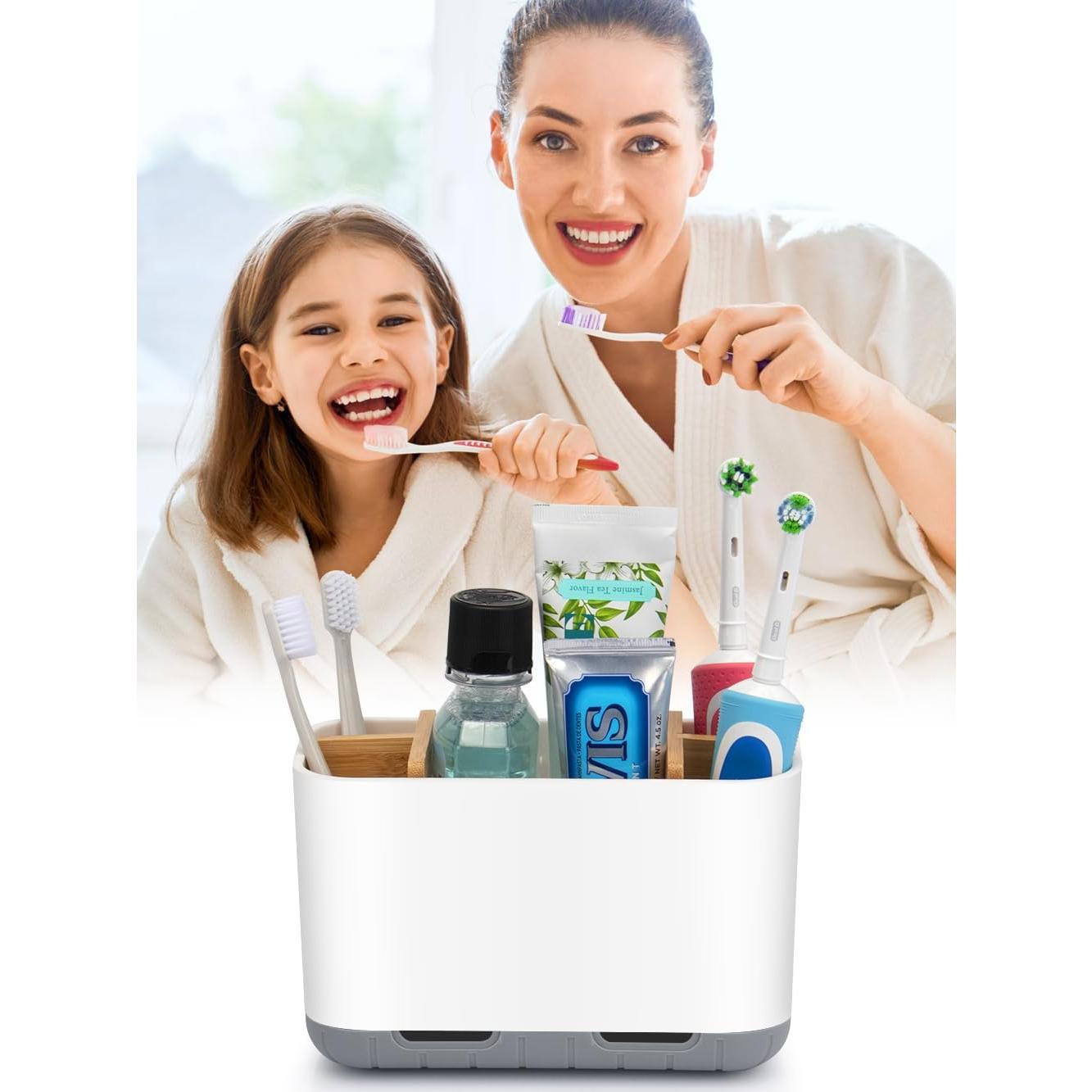 Soporte de Bambú para Cepillos de Dientes GFWARE Blanco