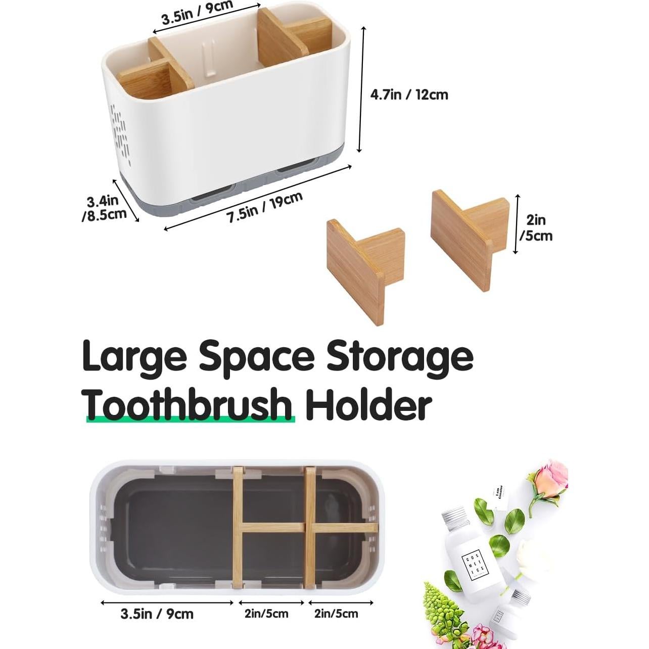 Soporte de Bambú para Cepillos de Dientes GFWARE Blanco