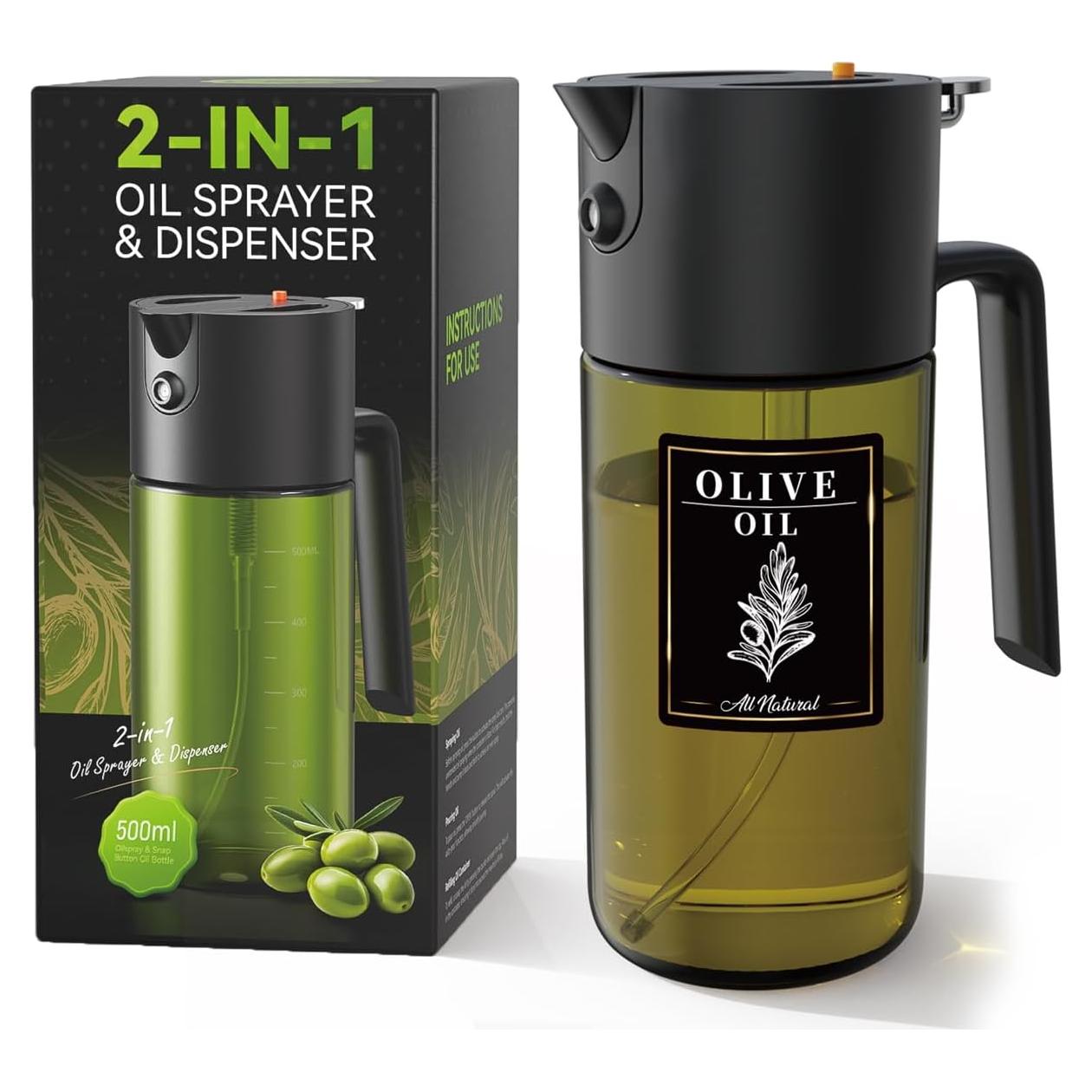 Pulverizador de Aceite 500ml Gelibo Negro Reutilizable para Cocina