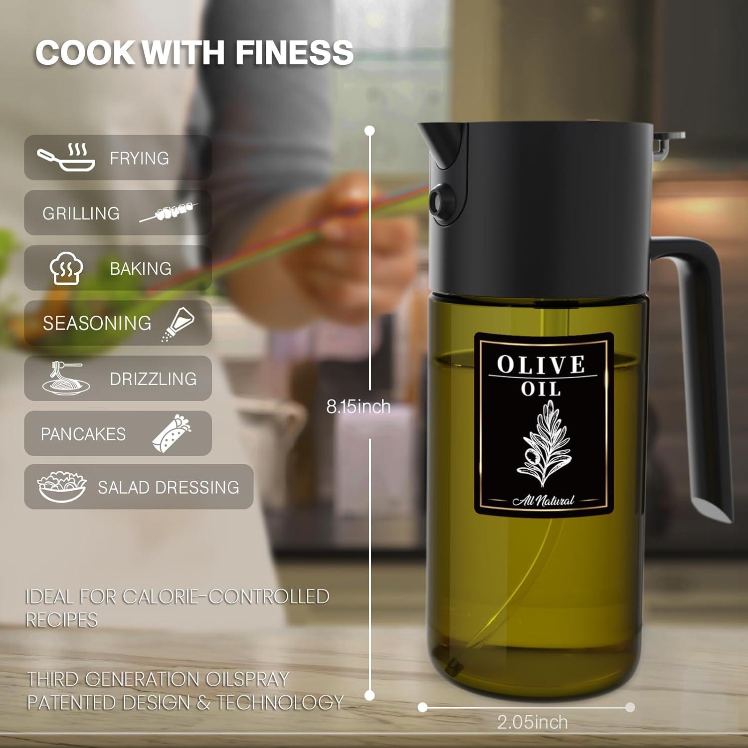 Pulverizador de Aceite 500ml Gelibo Negro Reutilizable para Cocina