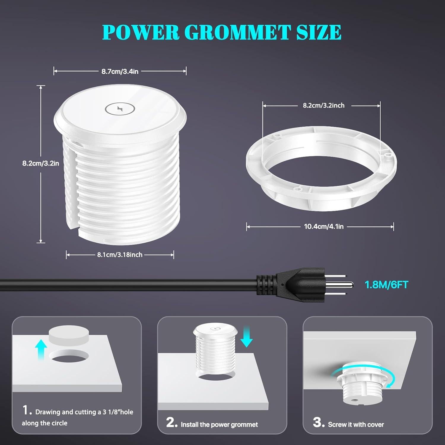 Regleta de Poder Empotrada XBA con USB-C 20W y Carga Inalámbrica 15W