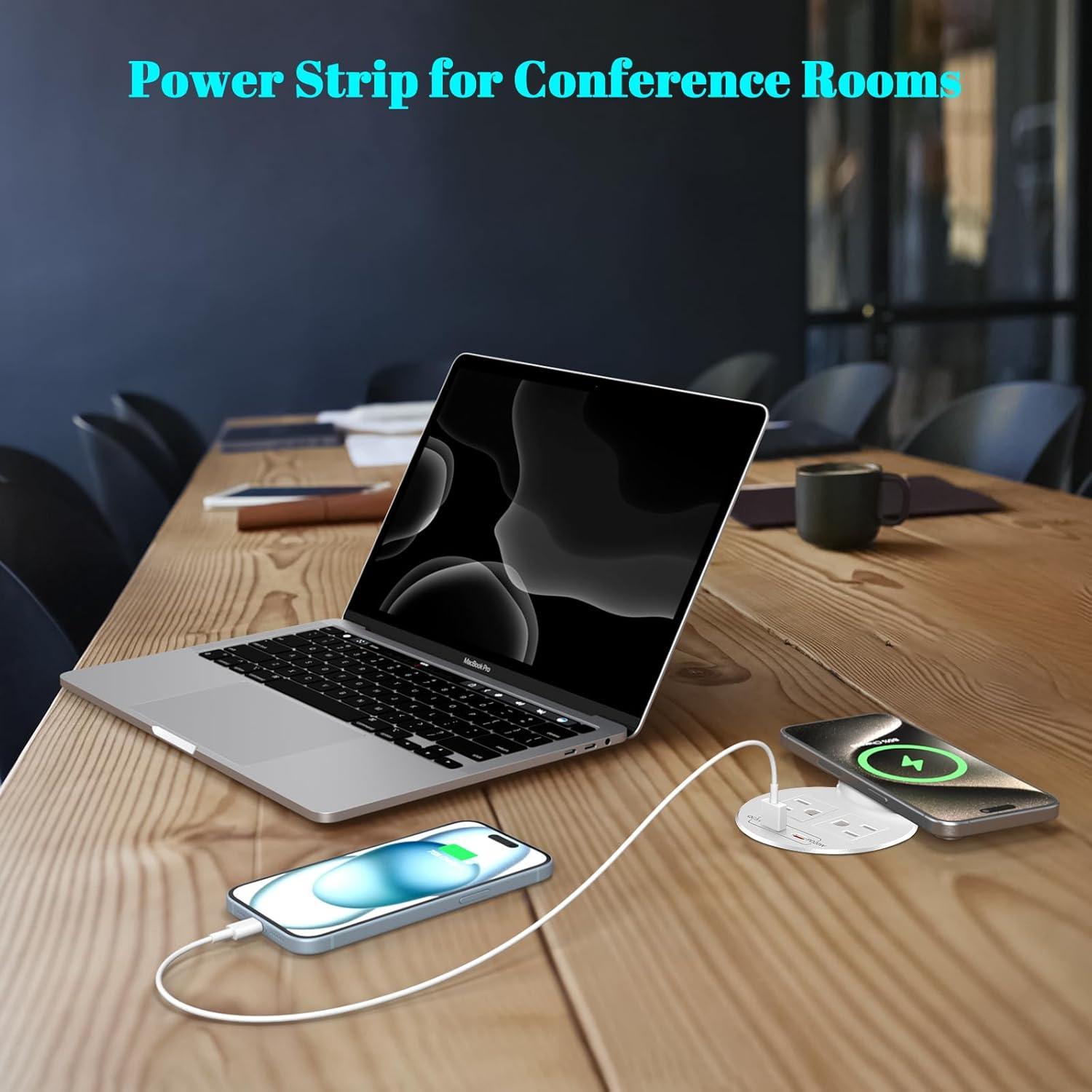 Regleta de Poder Empotrada XBA con USB-C 20W y Carga Inalámbrica 15W