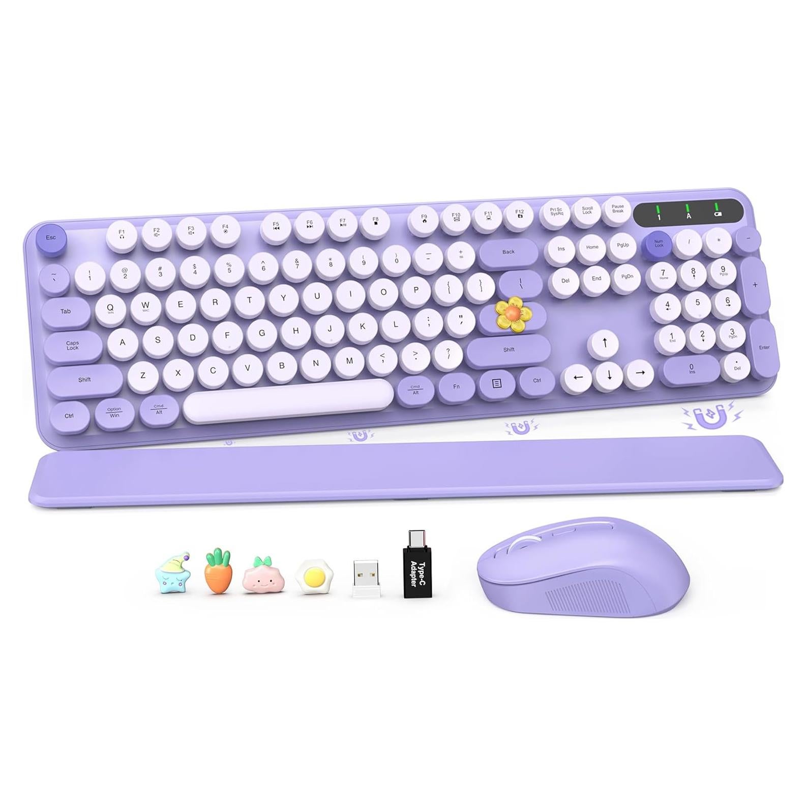 Combo Teclado y Ratón Inalámbrico SABLUTE Retro Púrpura