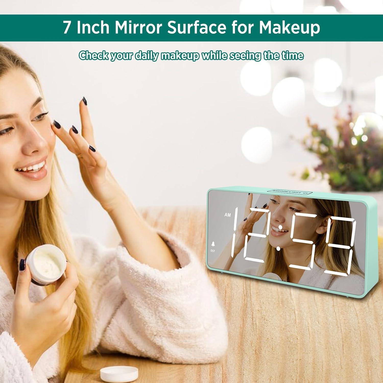 Reloj Despertador Digital Peakeep con Pantalla Espejo 17.8x8.4cm