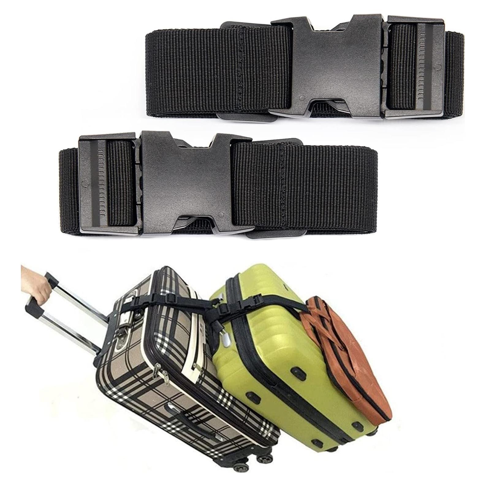 Correas de Equipaje Ajustables Ajmyonsp 2Pcs Negro 63.5-114.3cm