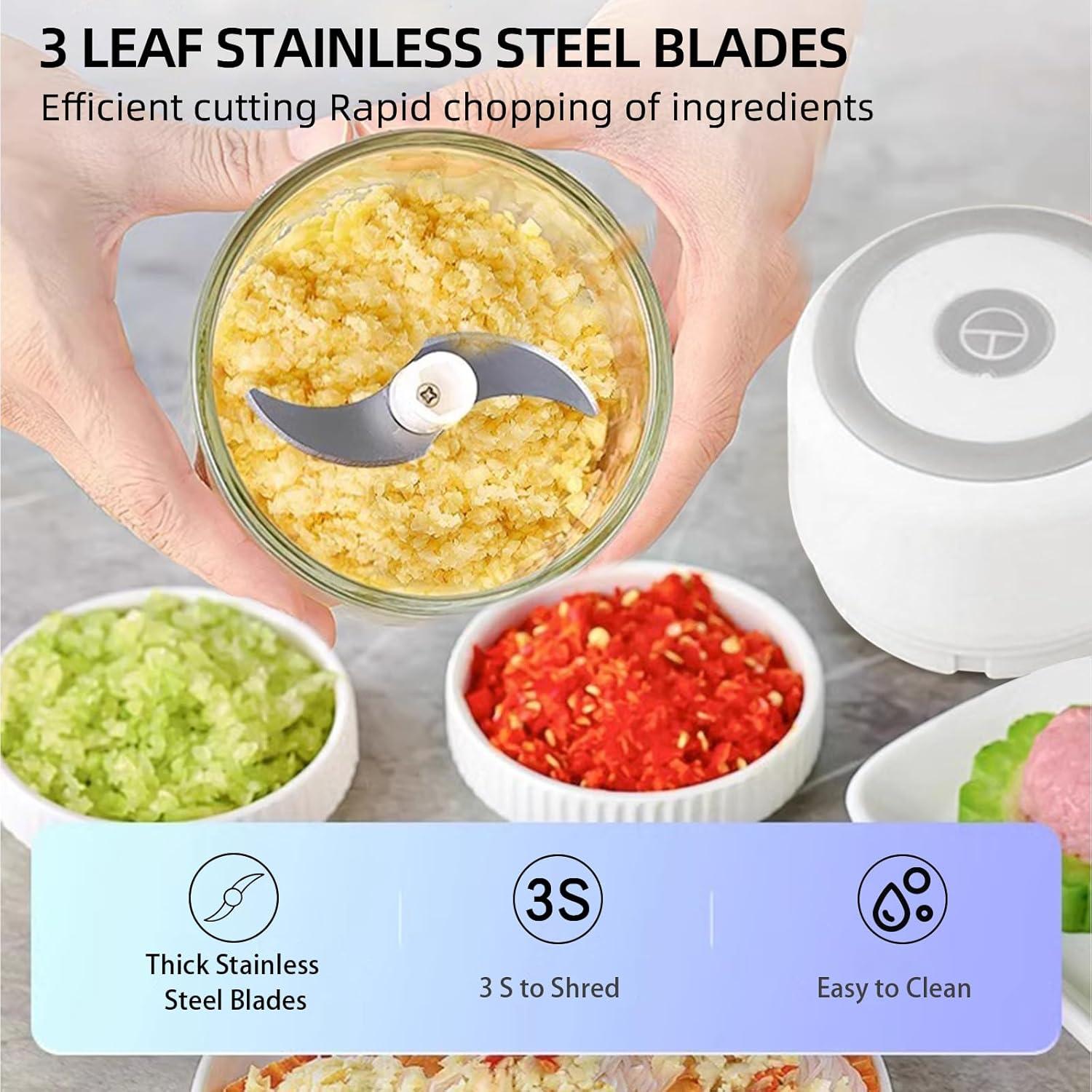 Picador de Ajo Eléctrico Trimevachi 300ml Portátil con Divisor