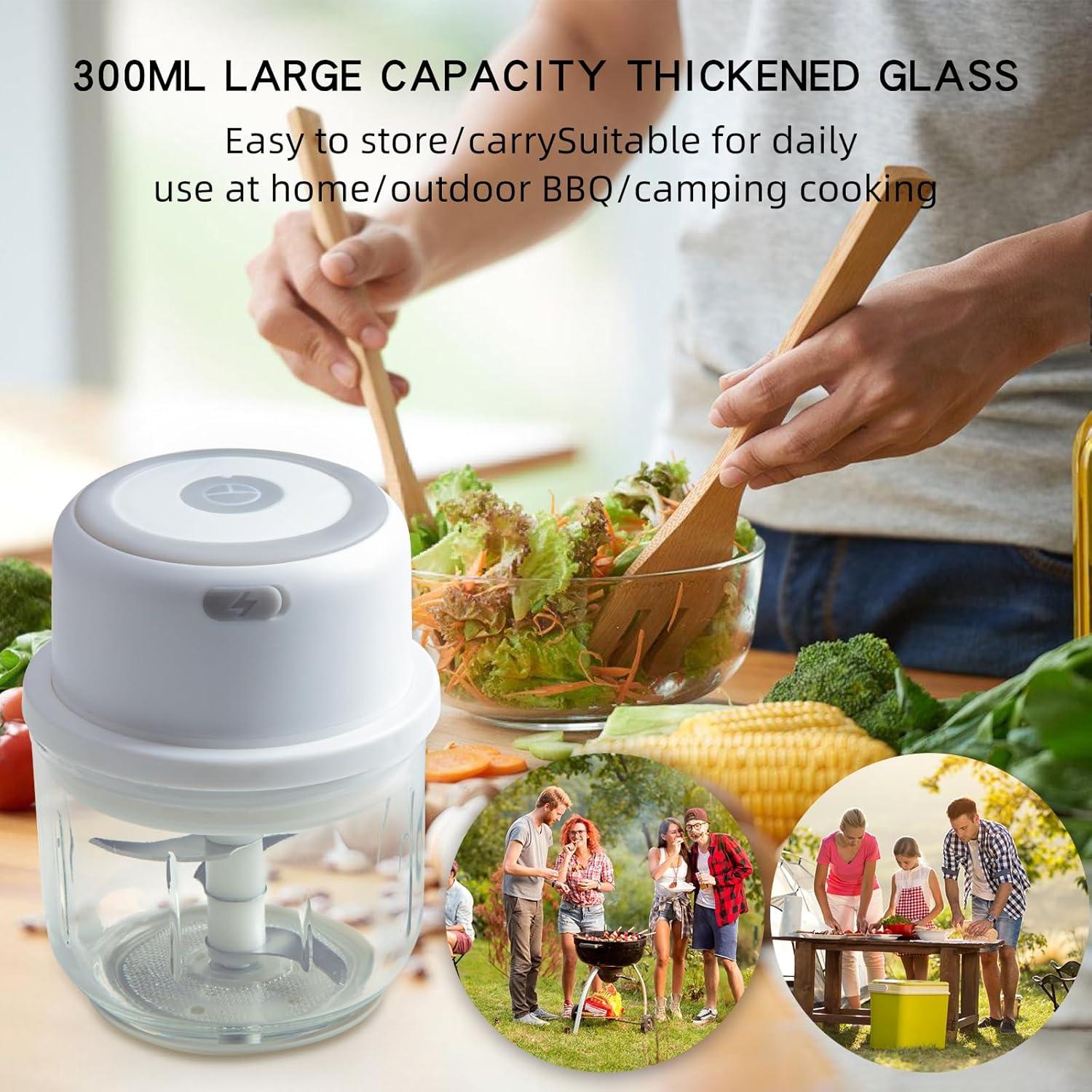 Picador de Ajo Eléctrico Trimevachi 300ml Portátil con Divisor