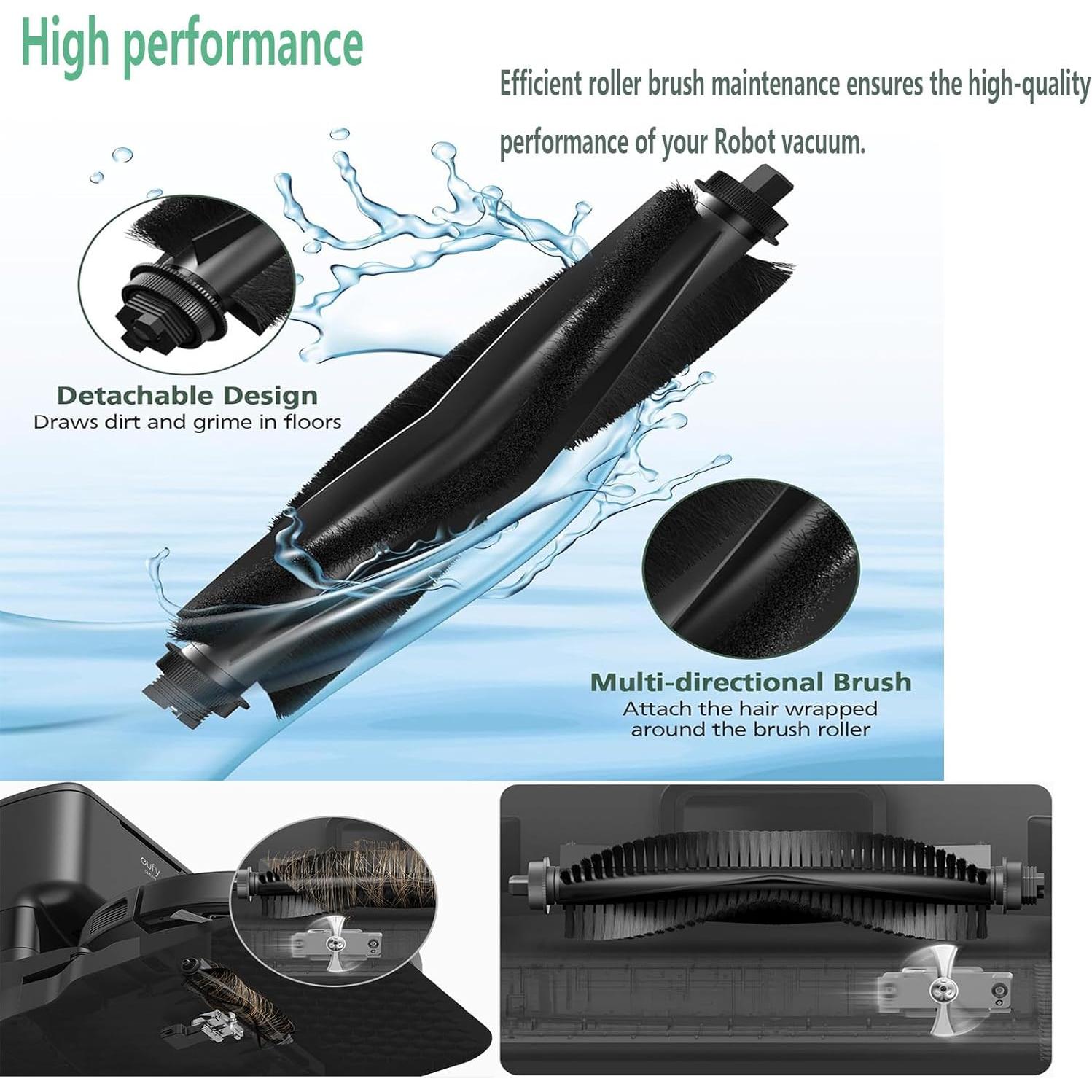 Piezas de Repuesto DovLazm para Robot Aspirador Eufy L60/L50 - 1 Cepillo Rodante, 4 Filtros y 4 Cepillos Laterales