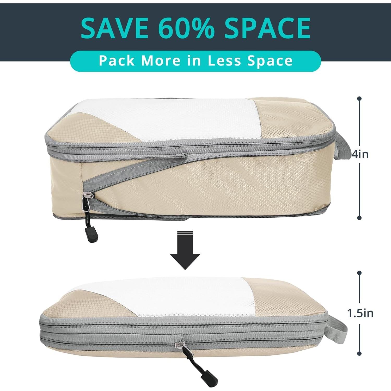 Cubos de Compresión NICOSHOW 3 Set Beige para Viajar