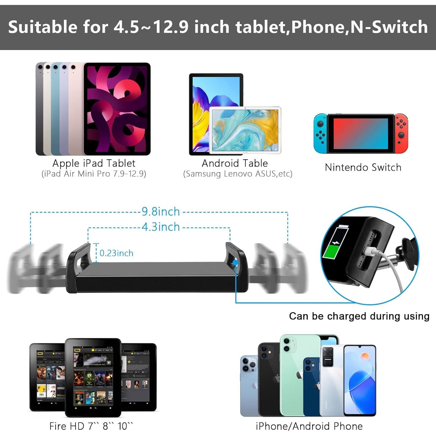 Soporte de Piso Ajustable para Tablet SAMHOUSING 4.7-13" Negro