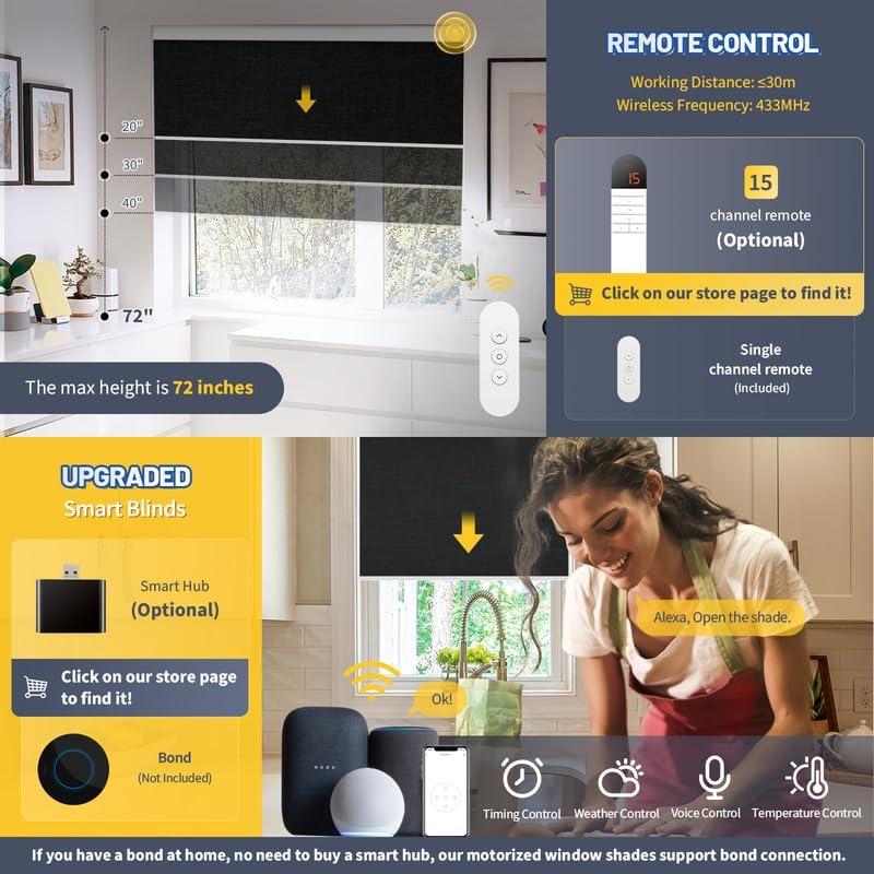 Persianas Motorizadas CITOLEN 23x182.88cm Sin Cuerda Negro