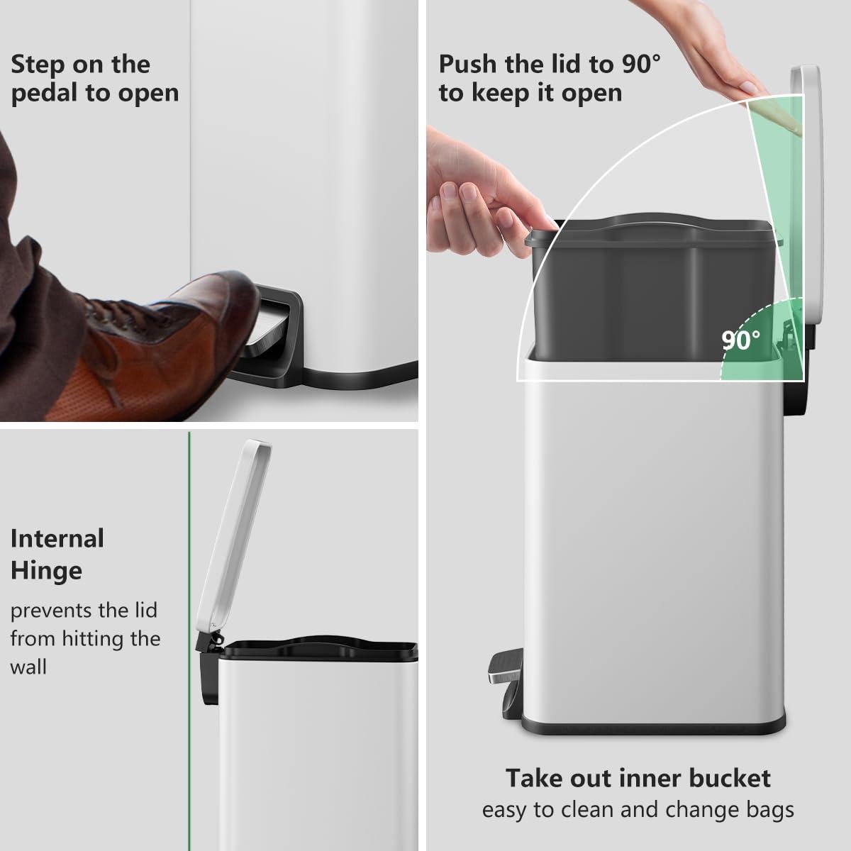 Bote de Basura Slim Veelesa 6 Litros Acero Inoxidable Tapa Suave