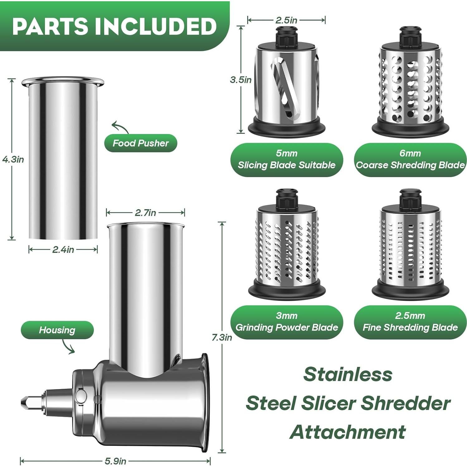 Rallador y Rebanador Hozodo para Batidora KitchenAid 4 Cuchillas