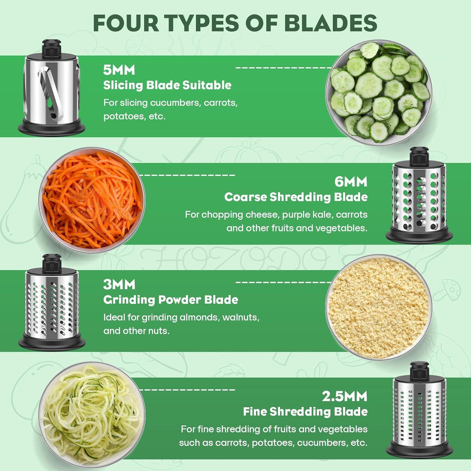 Rallador y Rebanador Hozodo para Batidora KitchenAid 4 Cuchillas