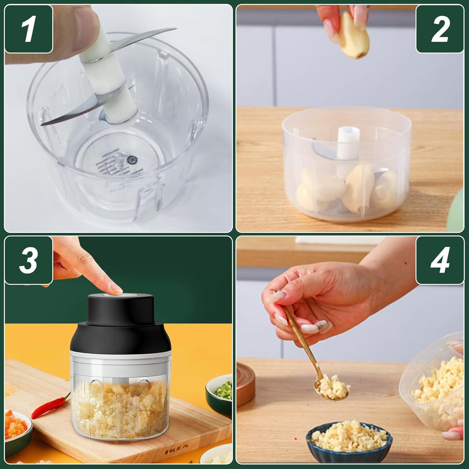 Picador de Ajo Eléctrico Hviww 250ML 2 en 1 Portátil