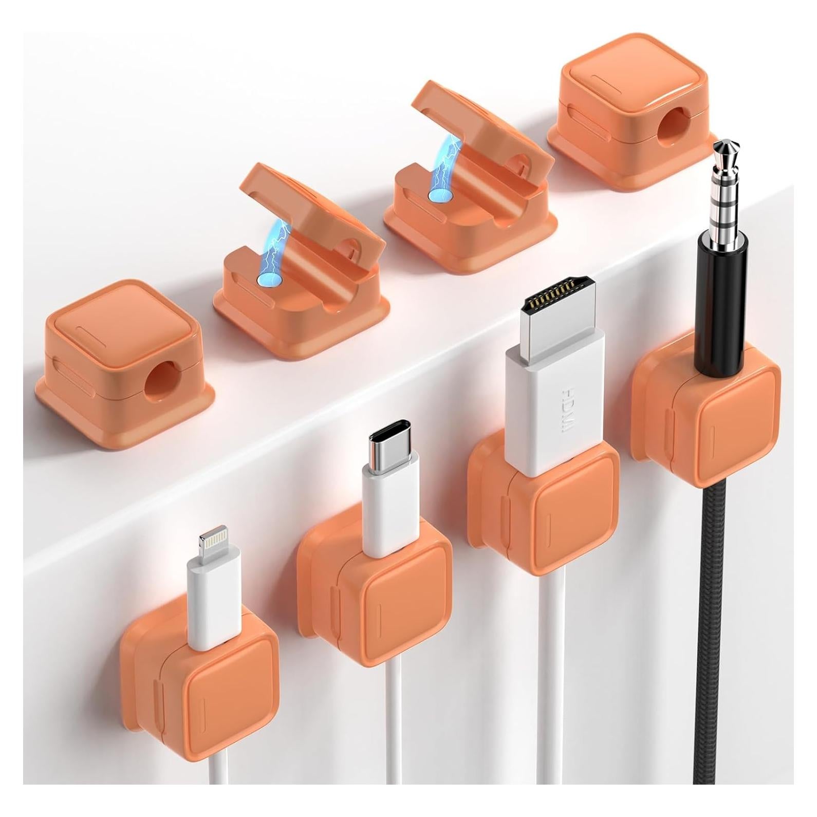 Organizadores de Cables Magnéticos Costop - Paquete de 8 Naranja