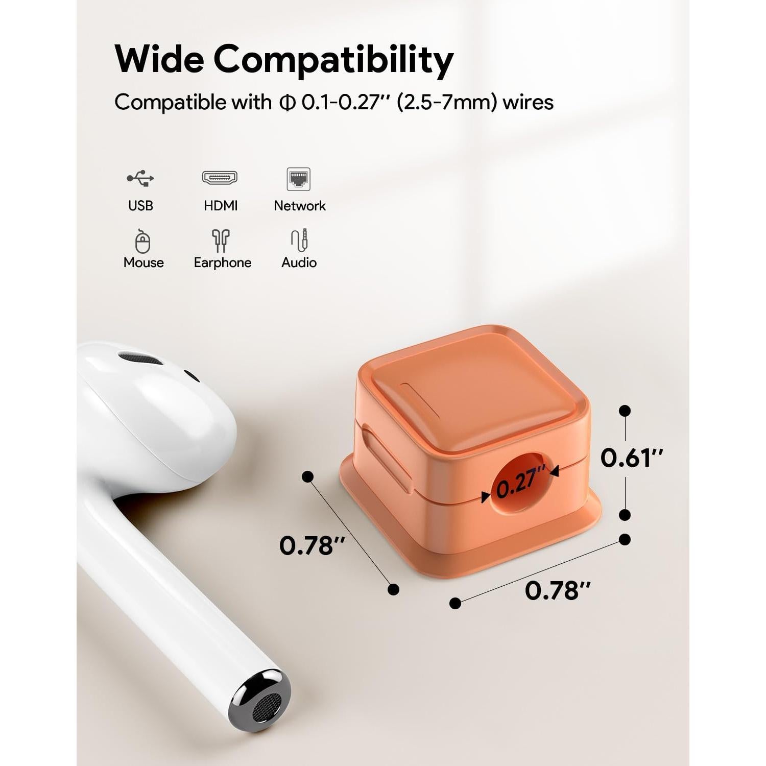 Organizadores de Cables Magnéticos Costop - Paquete de 8 Naranja