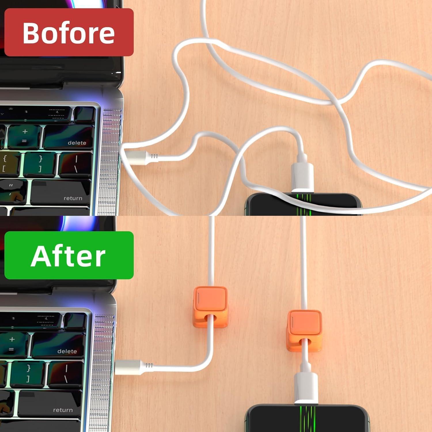 Organizadores de Cables Magnéticos Costop - Paquete de 8 Naranja