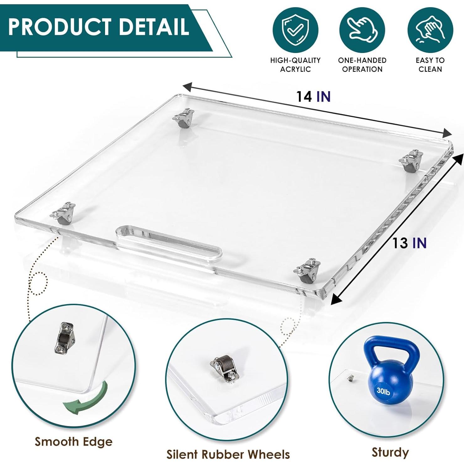 Bandeja Deslizante Acrílica HAYVAN 35.56x33.02cm Transparente