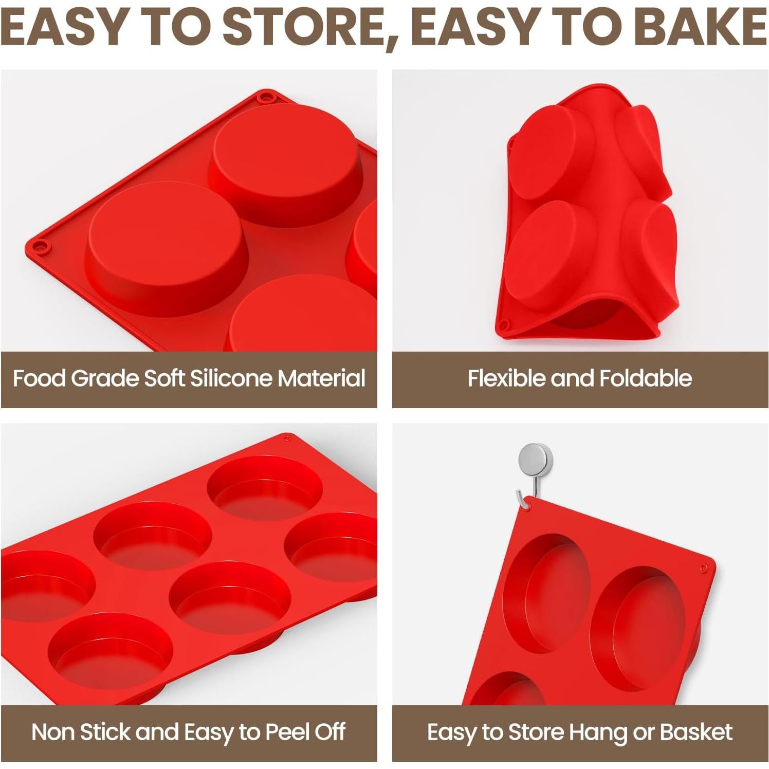 Moldes de Silicona para Huevos Redfly 2 Pcs 7.62 cm Antiadherentes