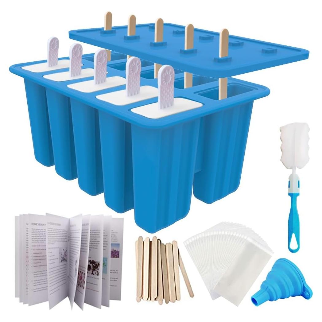 Molde de Paletas Caseras Miaowoof 10 Cavidades Silicona BPA Free