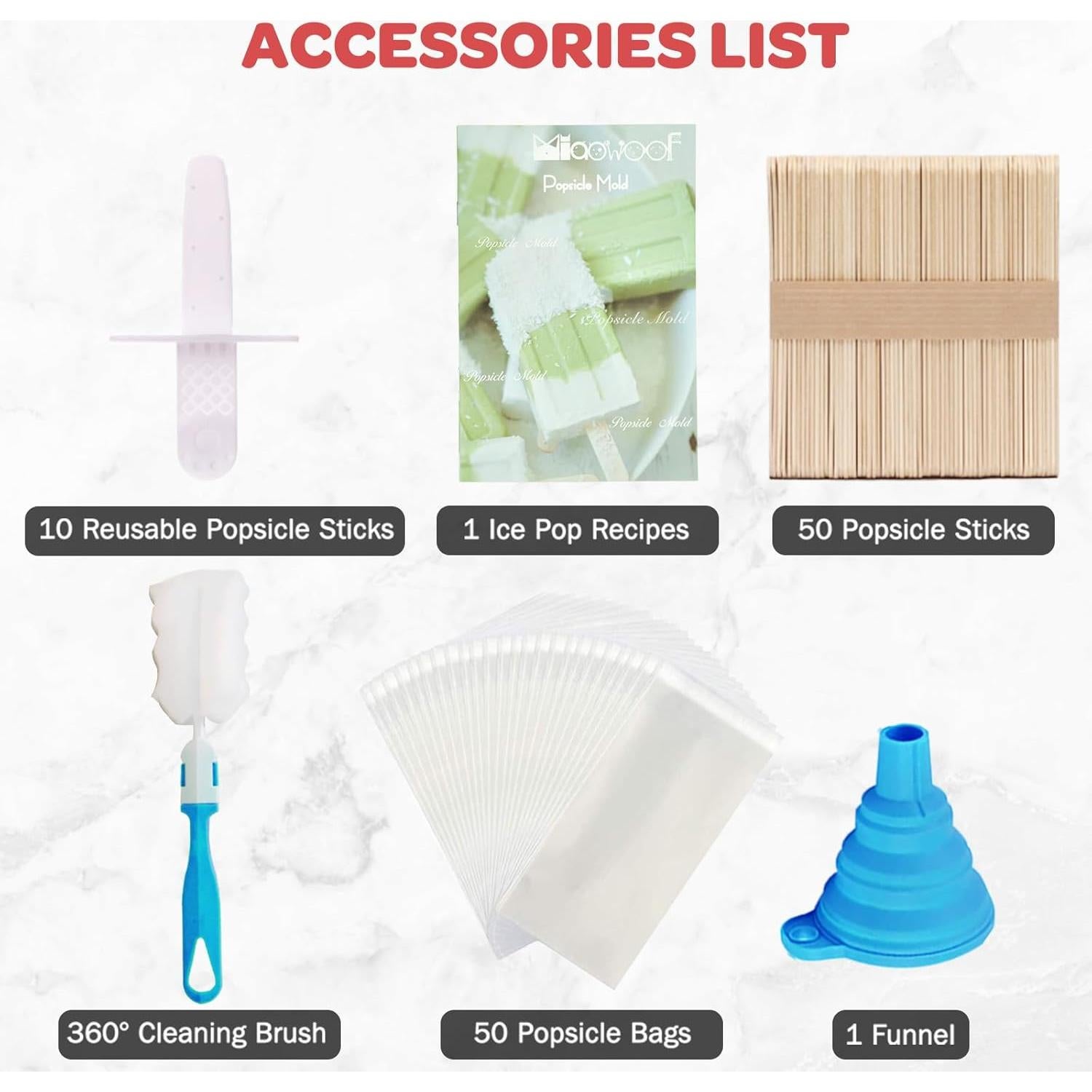 Molde de Paletas Caseras Miaowoof 10 Cavidades Silicona BPA Free