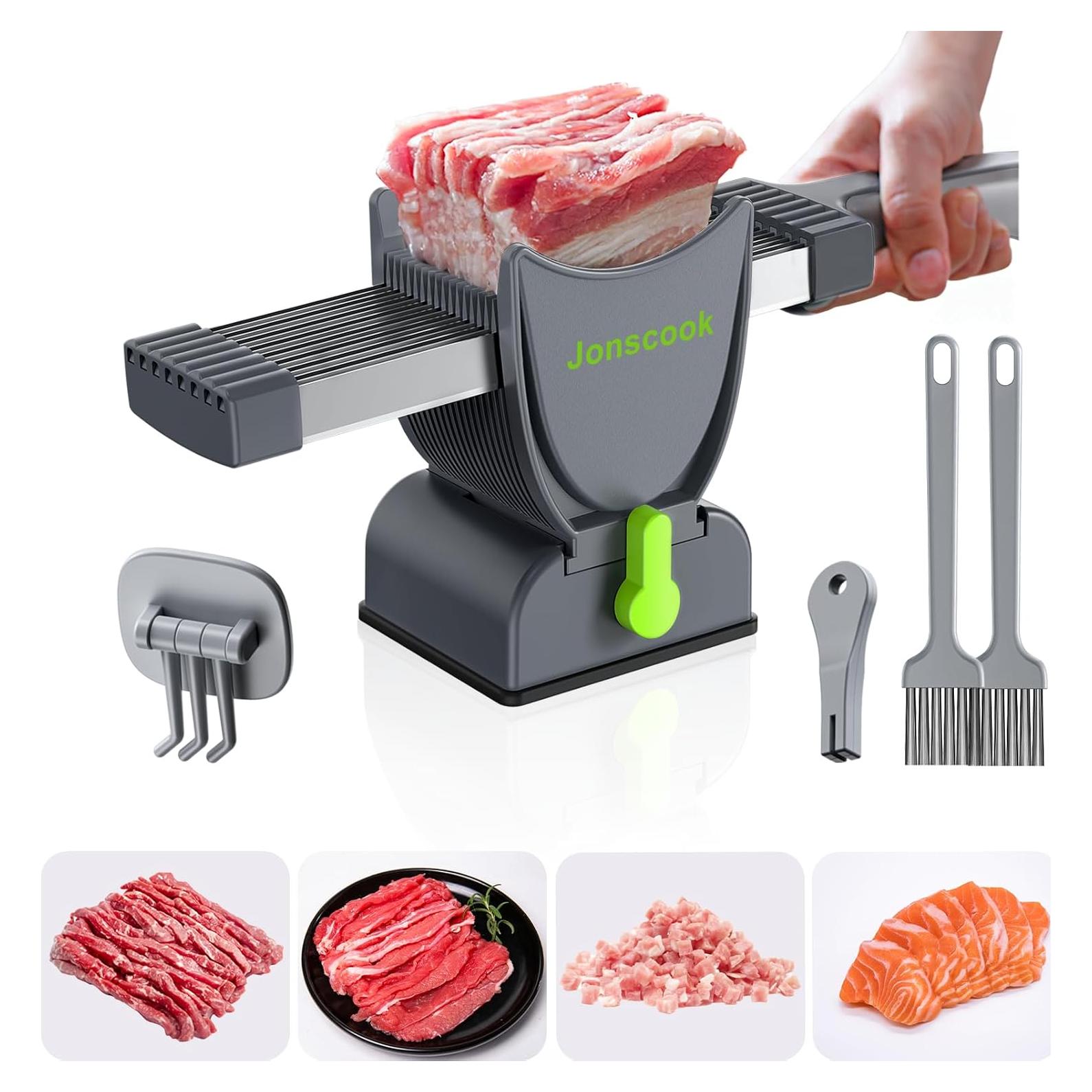 Cortadora de Carne Jonscook MS001 Manual 17 Cuchillas Gris