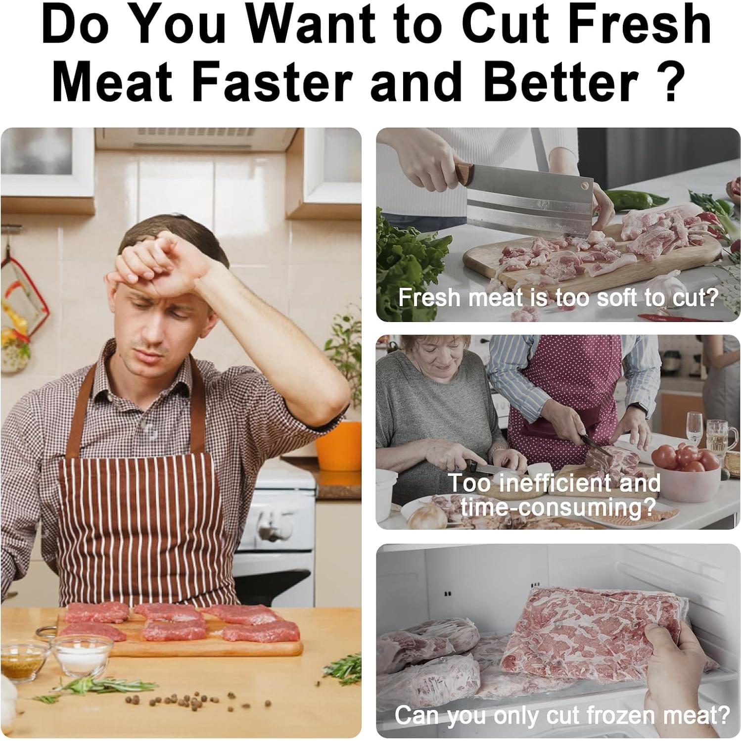 Cortadora de Carne Jonscook MS001 Manual 17 Cuchillas Gris