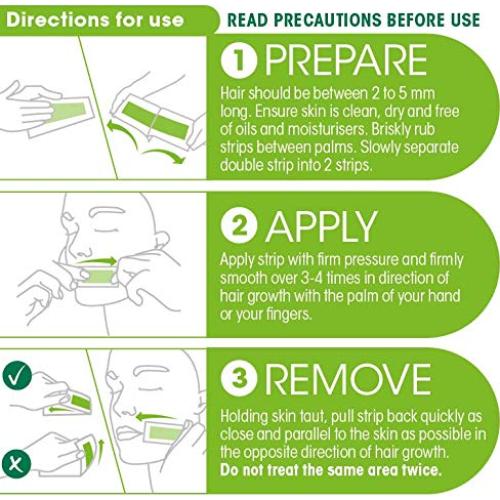 Cintas de Cera Facial Nad's - Hipoalergénicas - 20 Cintas