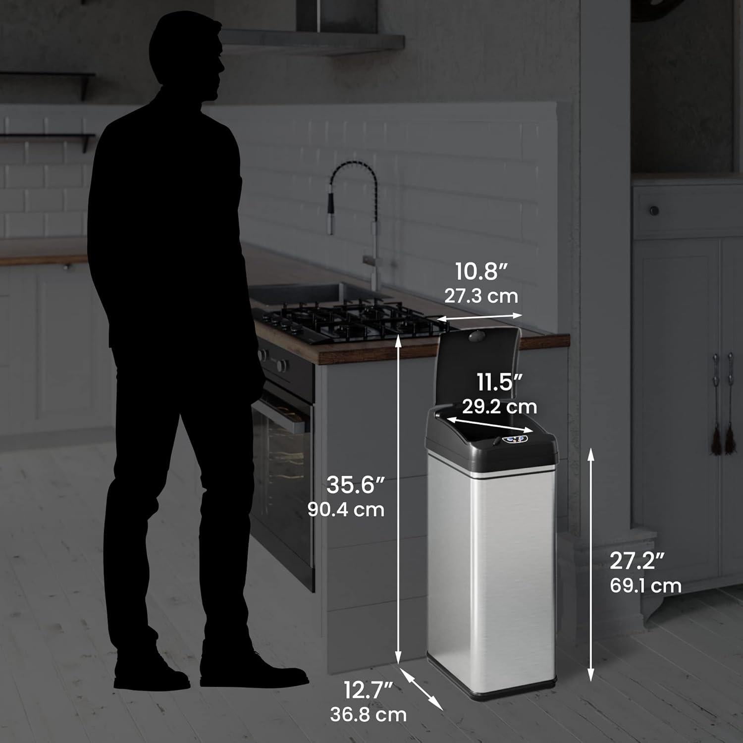 Basurero Automático iTouchless 13 Galones Acero Inoxidable