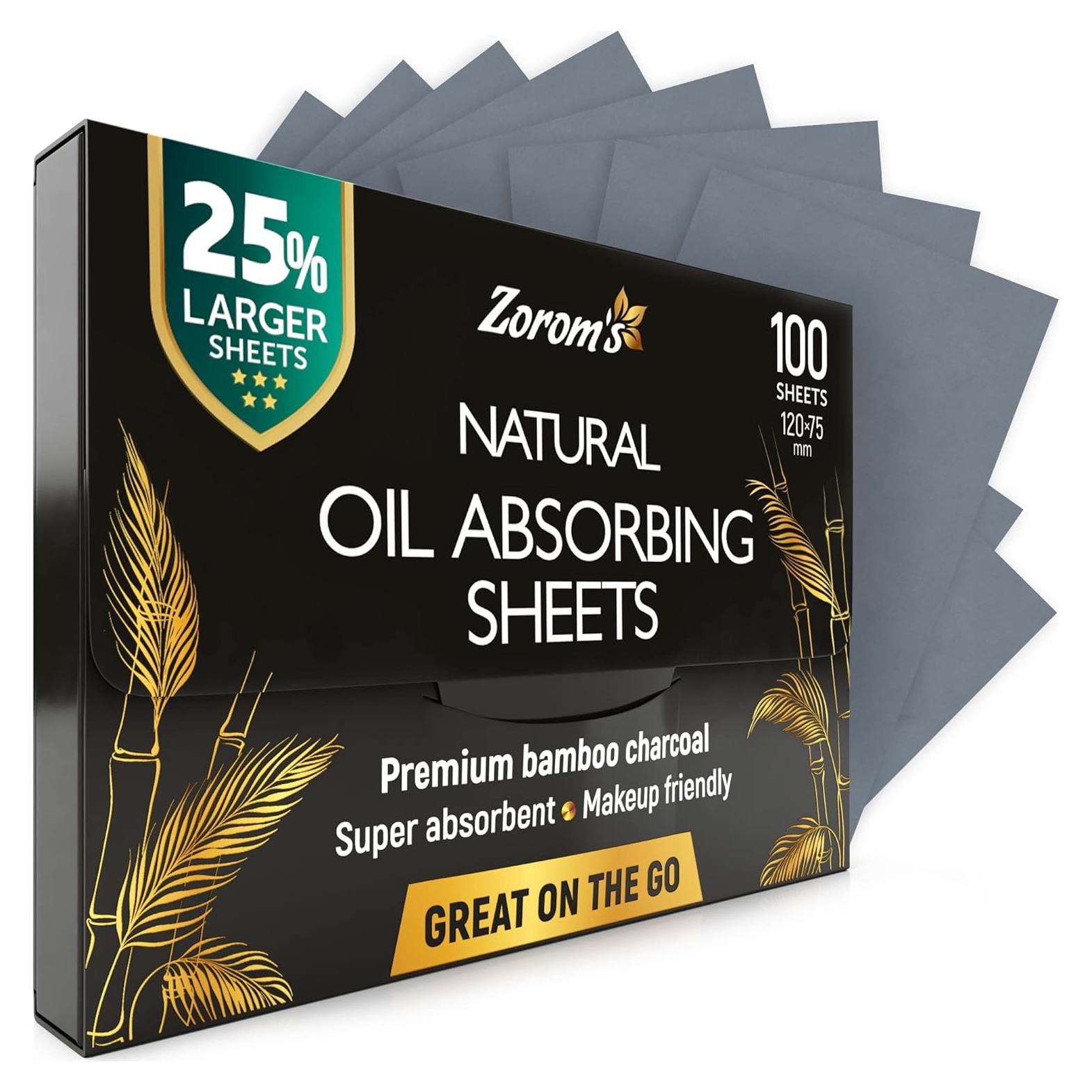 Hojas Absorbentes de Aceite Zorom's con Carbón de Bambú - 100 Unidades
