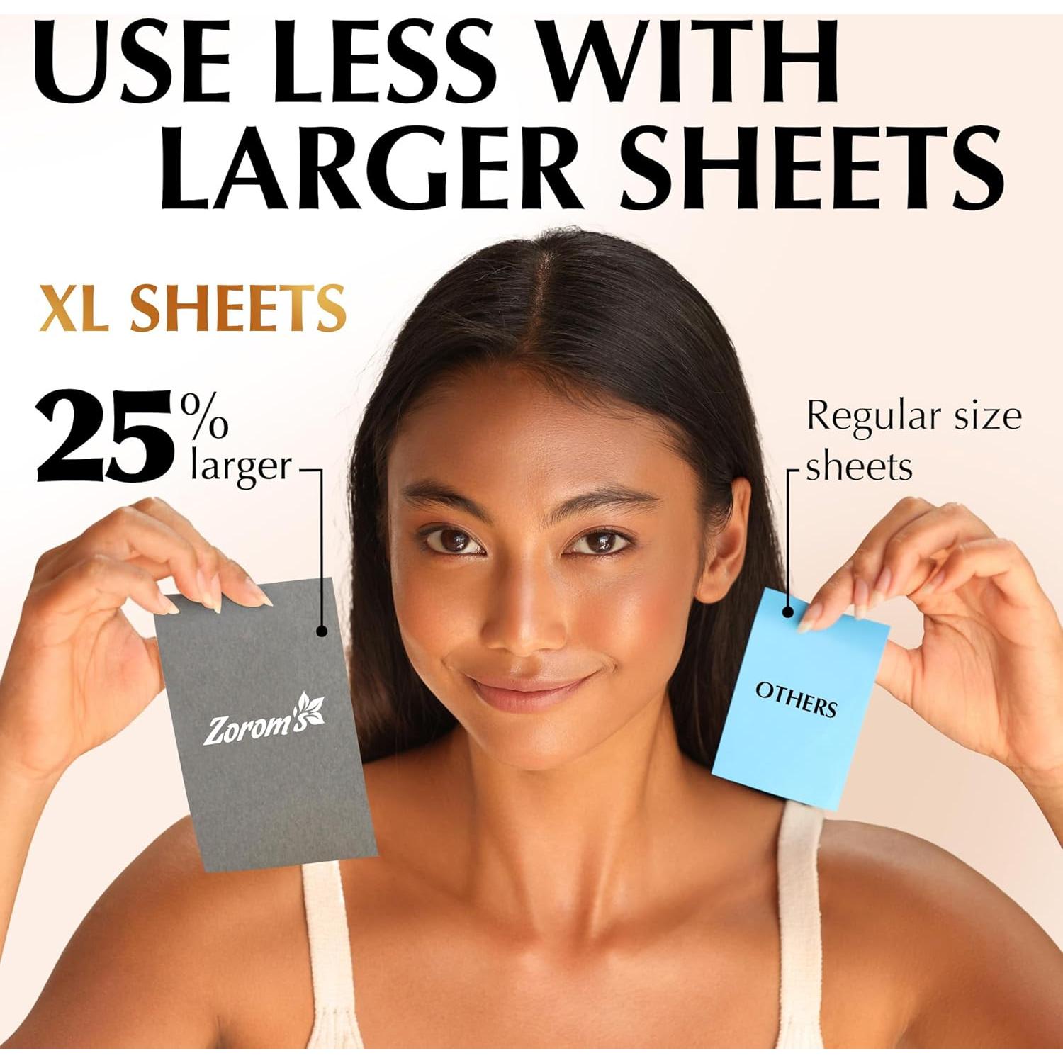 Hojas Absorbentes de Aceite Zorom's con Carbón de Bambú - 100 Unidades