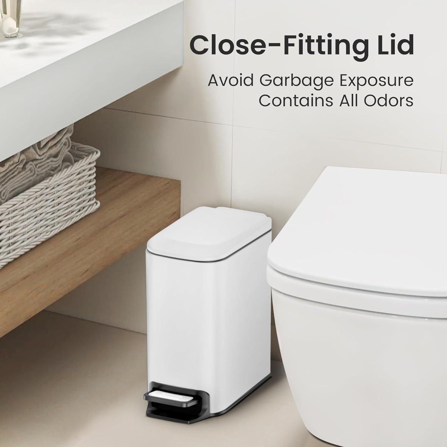 Cubeta de Baño Cesun 6 Litros con Tapa y Pedal Blanco