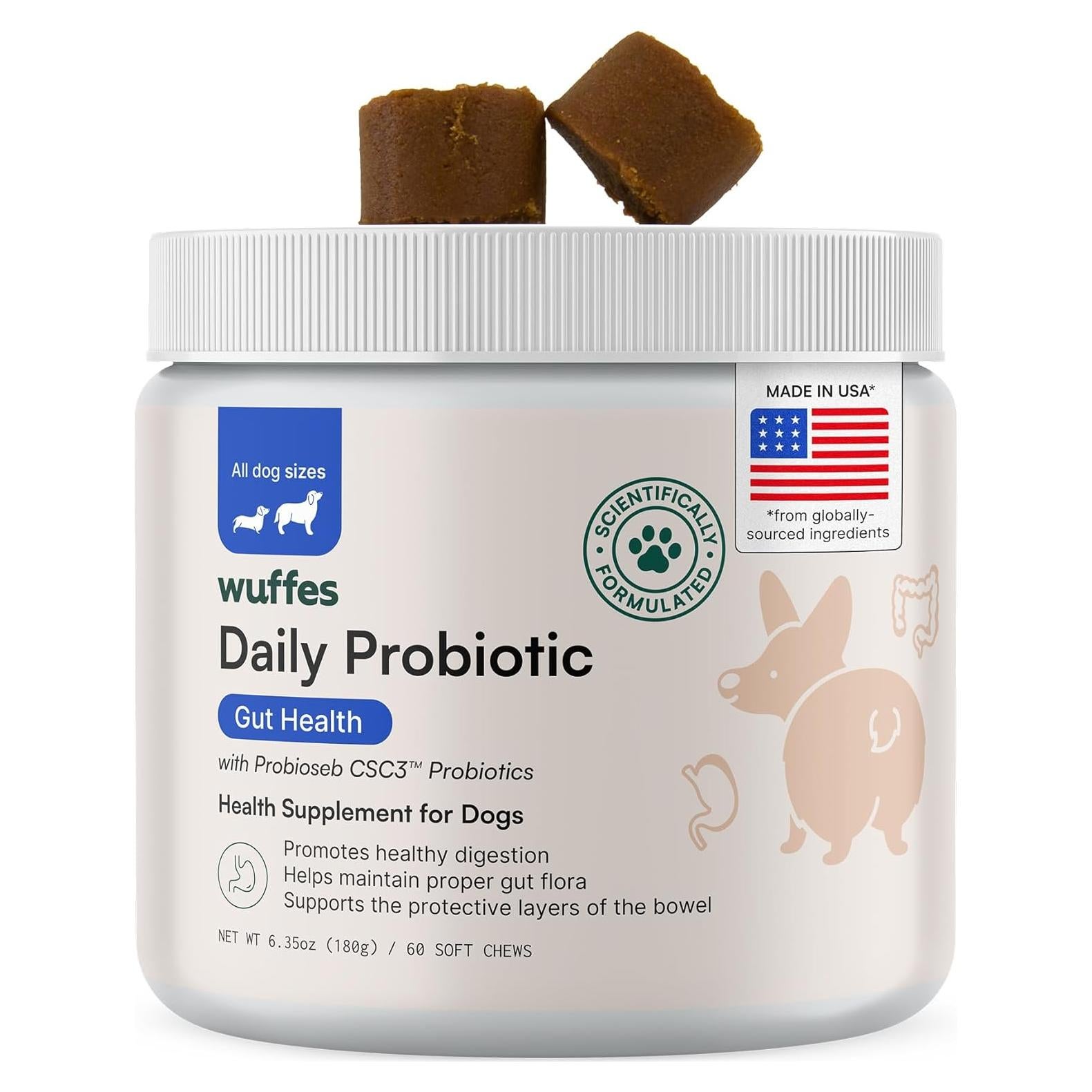 Probiotico Diario Wuffes para Perros 60 Masticables Suaves