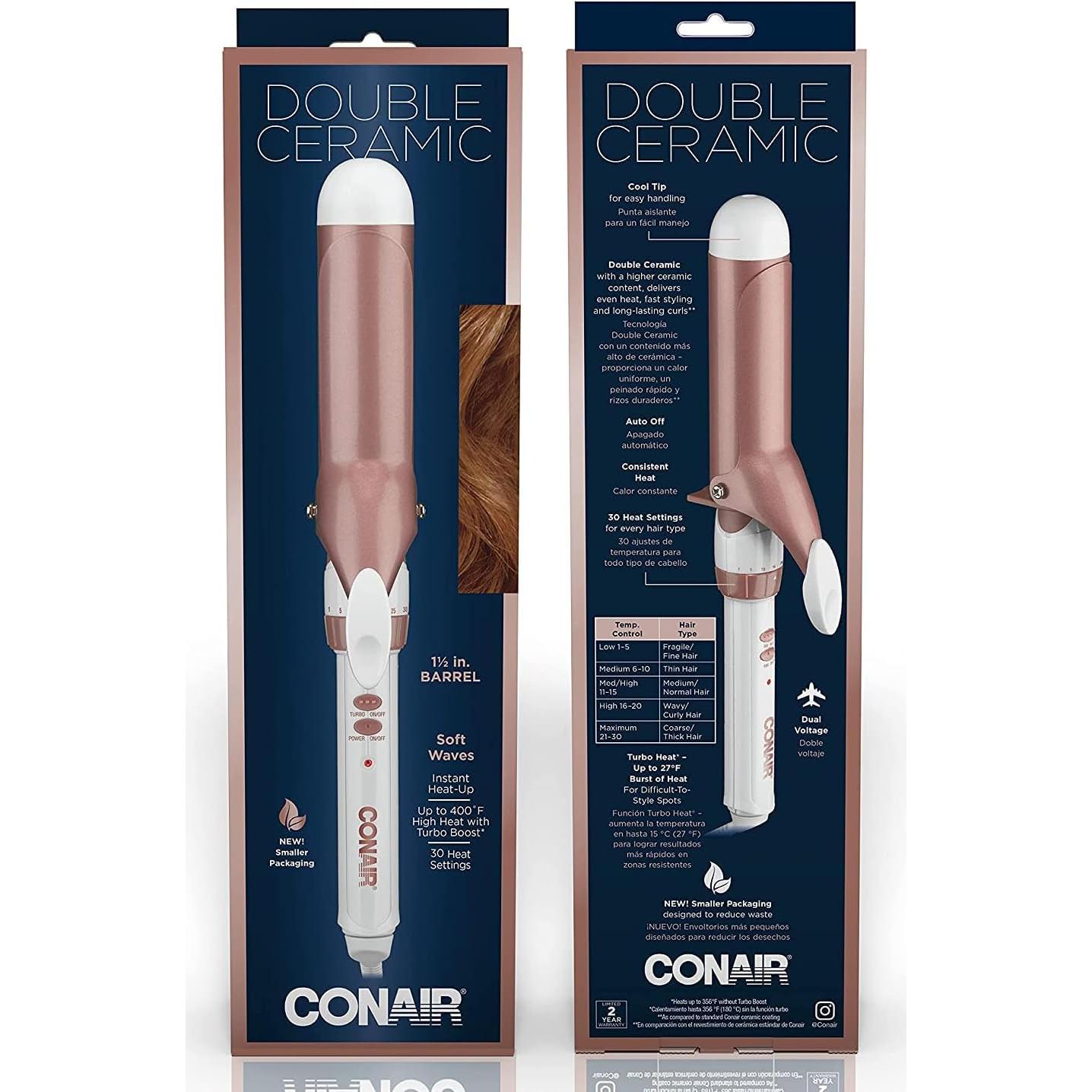 Plancha de Rizar Doble Cerámica Conair 1.5" Oro Rosa