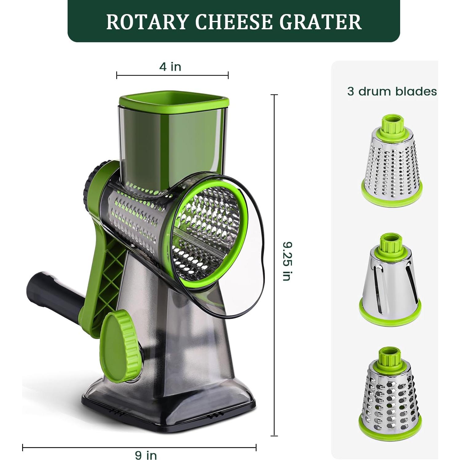 Rallador de Queso HANSGO 3 en 1 Verde con Cuchillas