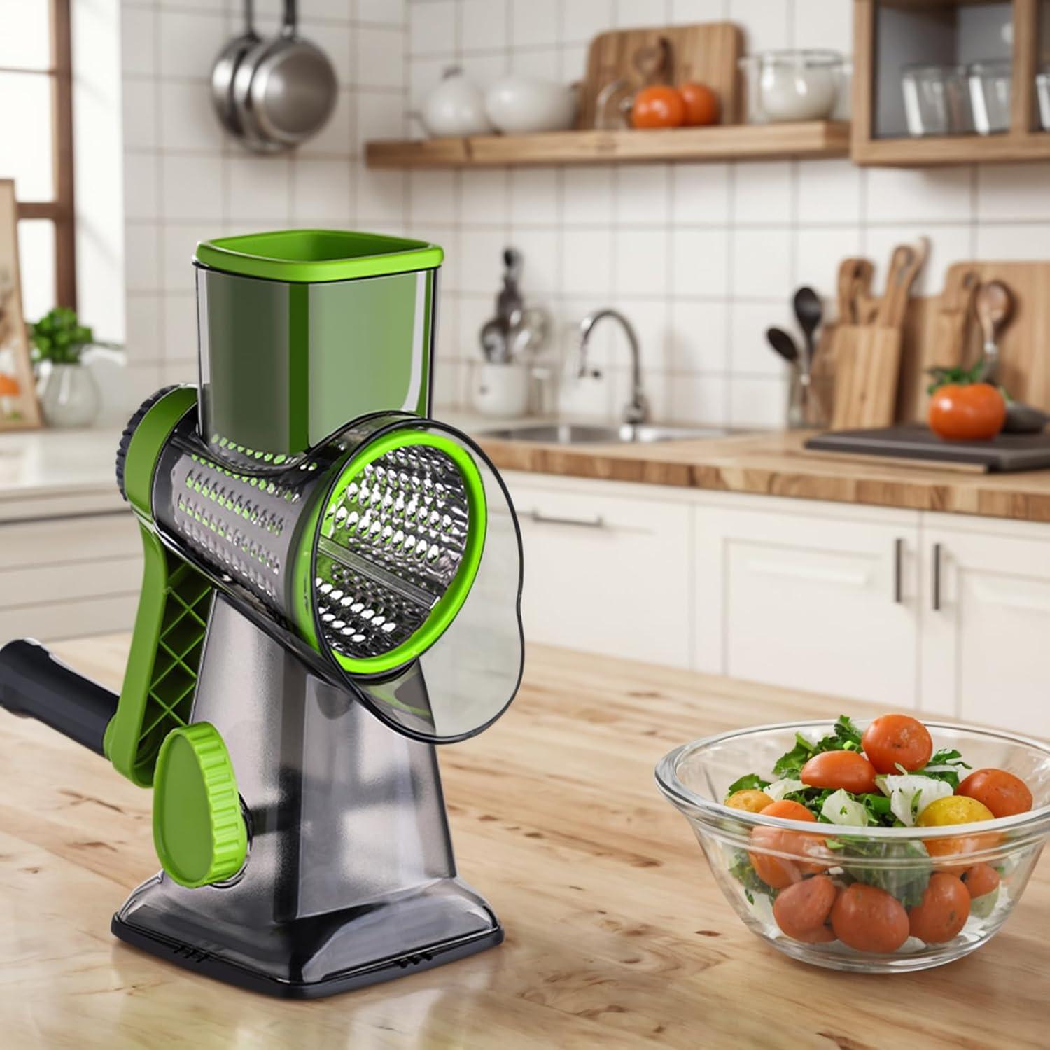 Rallador de Queso HANSGO 3 en 1 Verde con Cuchillas