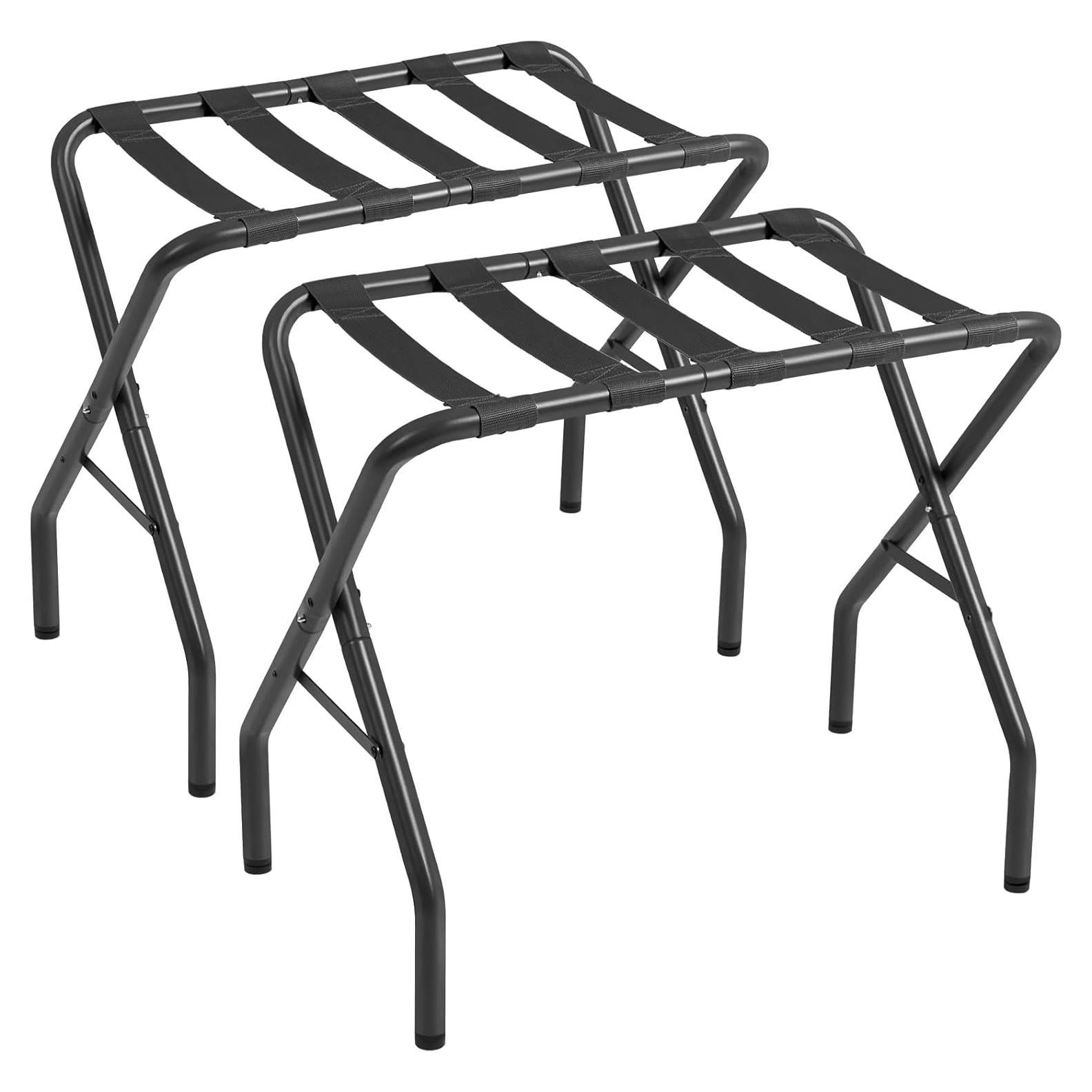 Soporte para Equipaje Plegable AMHANCIBLE Negro Juego de 2