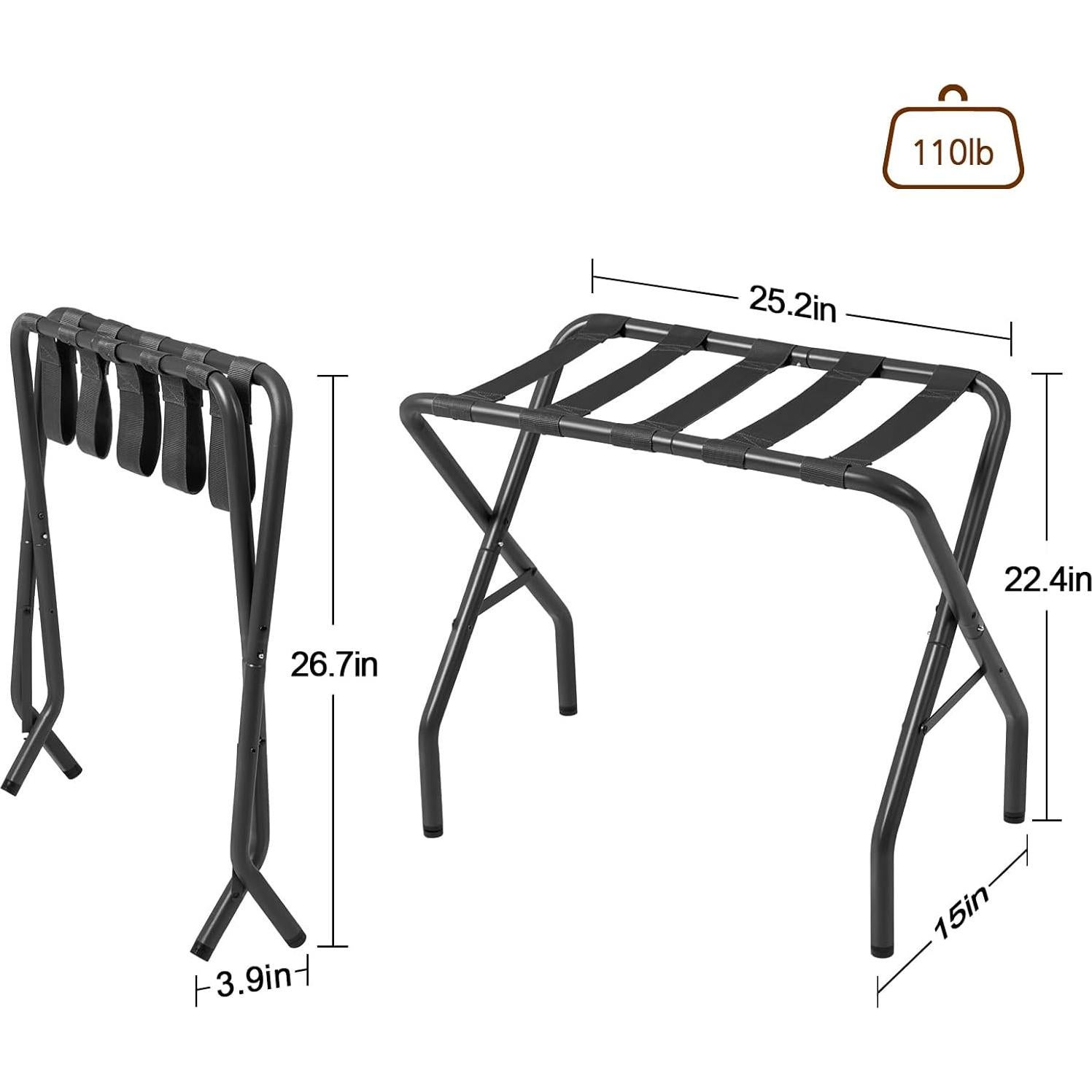 Soporte para Equipaje Plegable AMHANCIBLE Negro Juego de 2