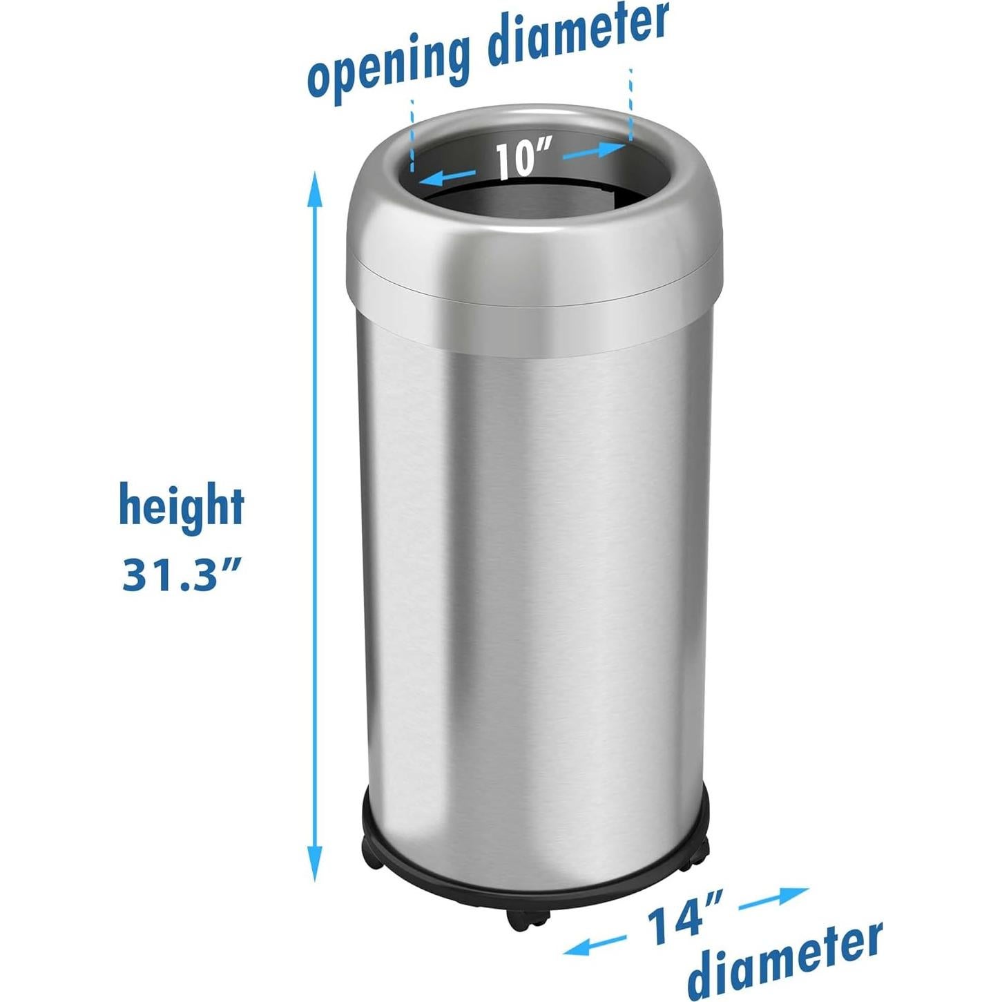 Contenedor Basura iTouchless 60L Acero Inoxidable con Ruedas