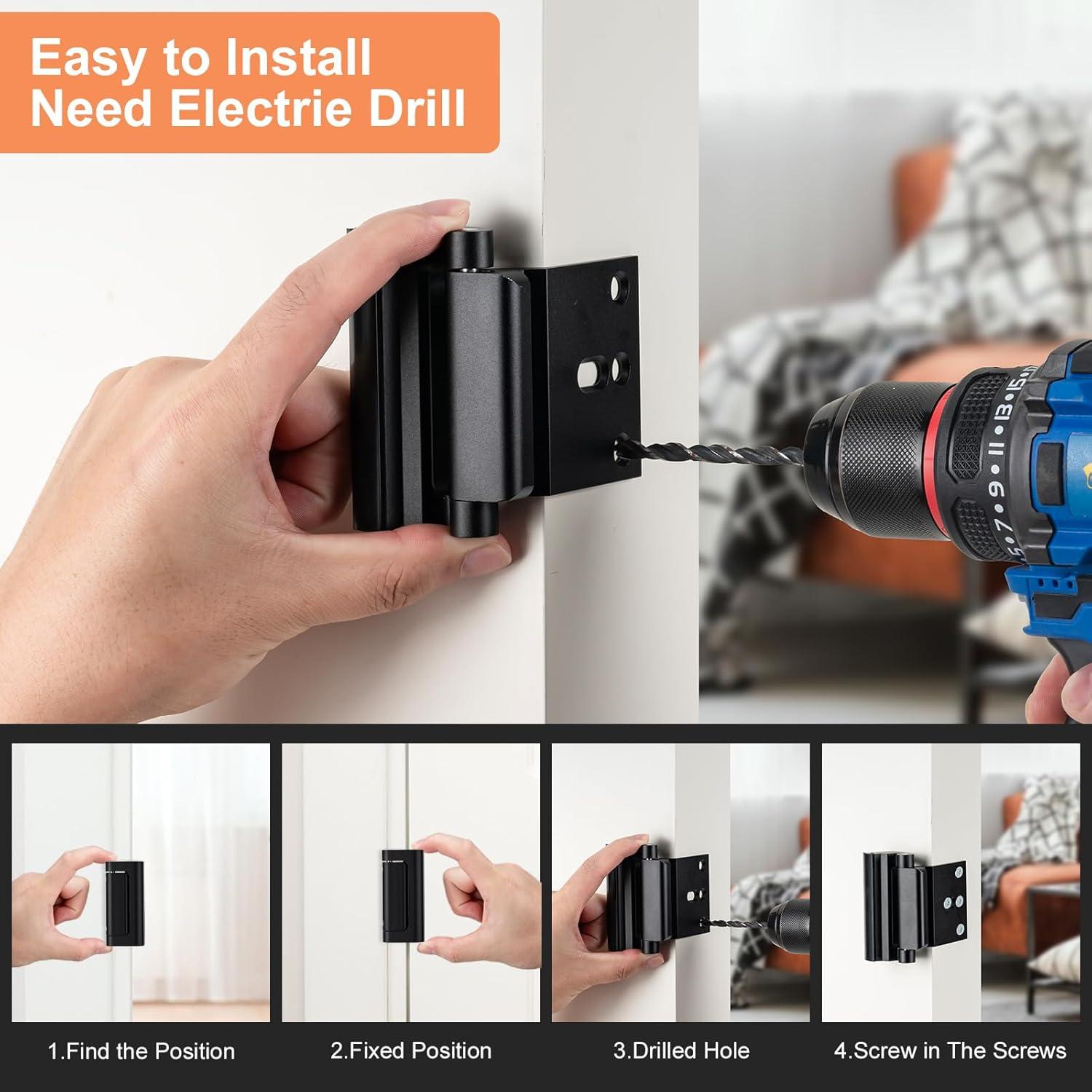 Cerradura de Seguridad Husfunov para Puerta - 2 Paquete Metal Negro