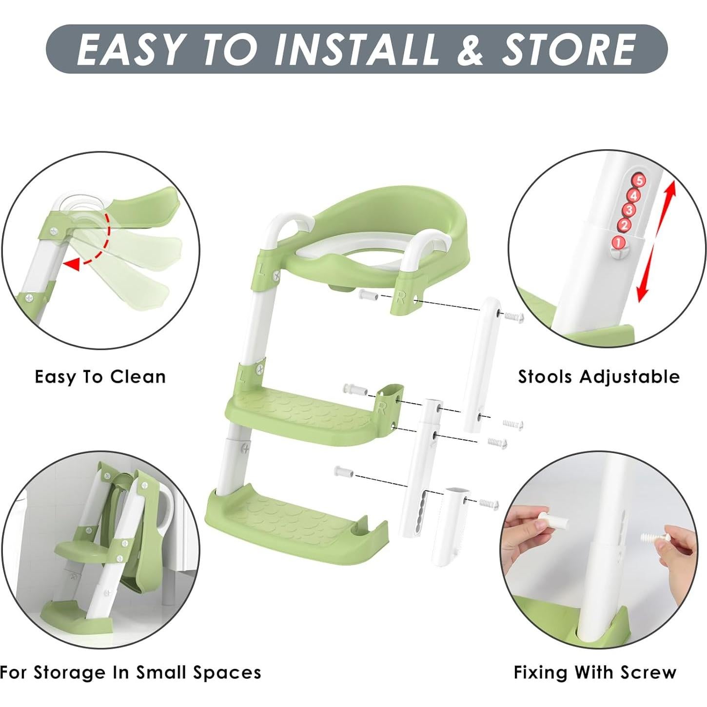 Asiento de Entrenamiento para Baño YT-808 Verde Ajustable
