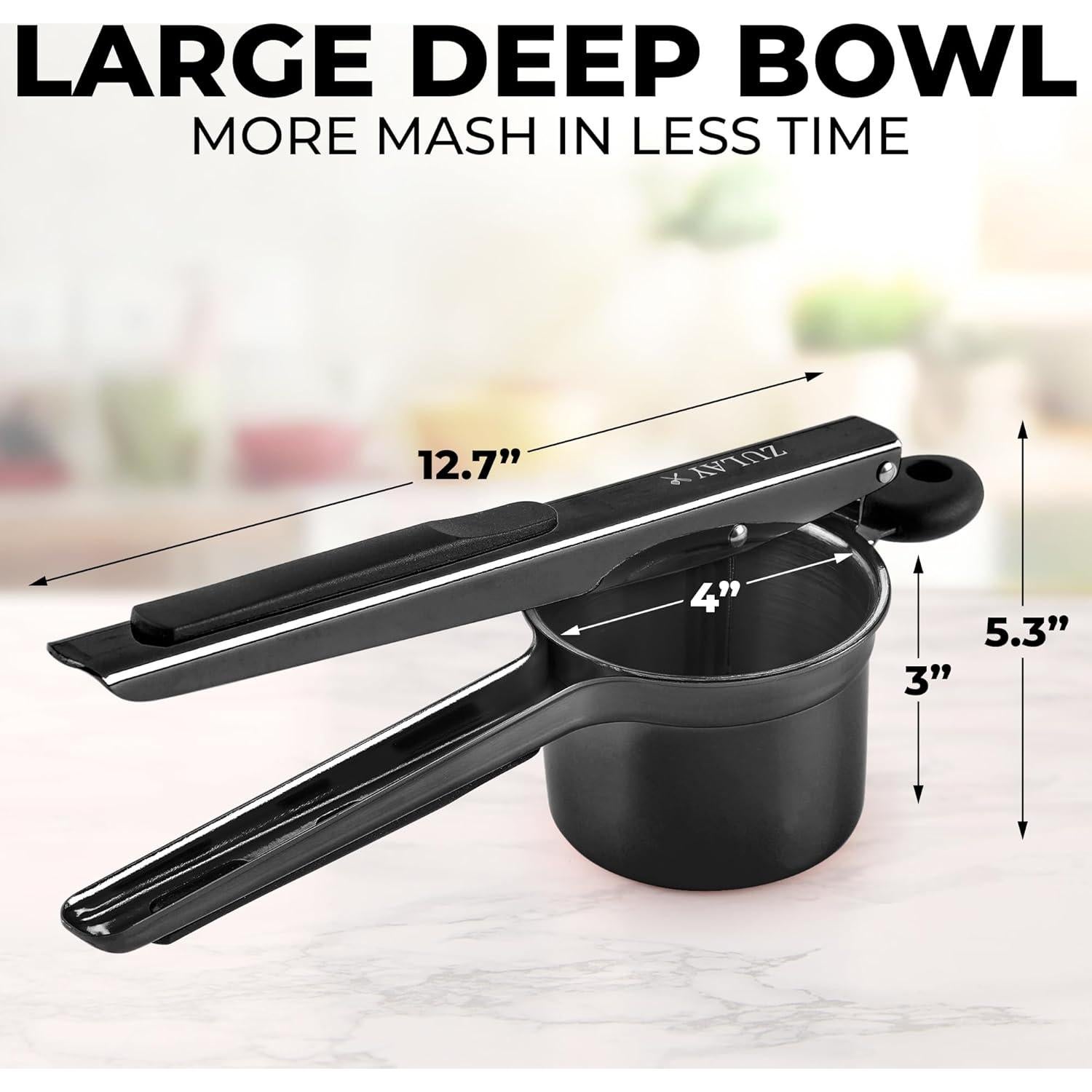 Prensa de Papas Zulay Kitchen 15oz Acero Inoxidable Negro