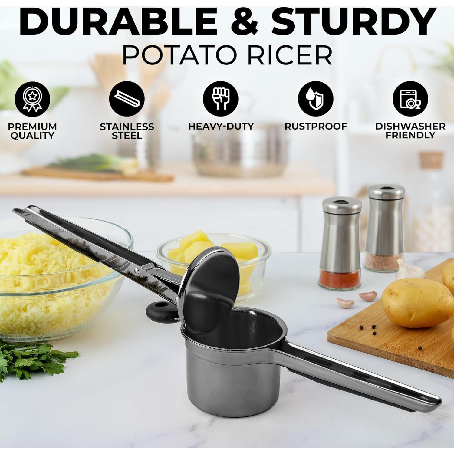 Prensa de Papas Zulay Kitchen 15oz Acero Inoxidable Negro