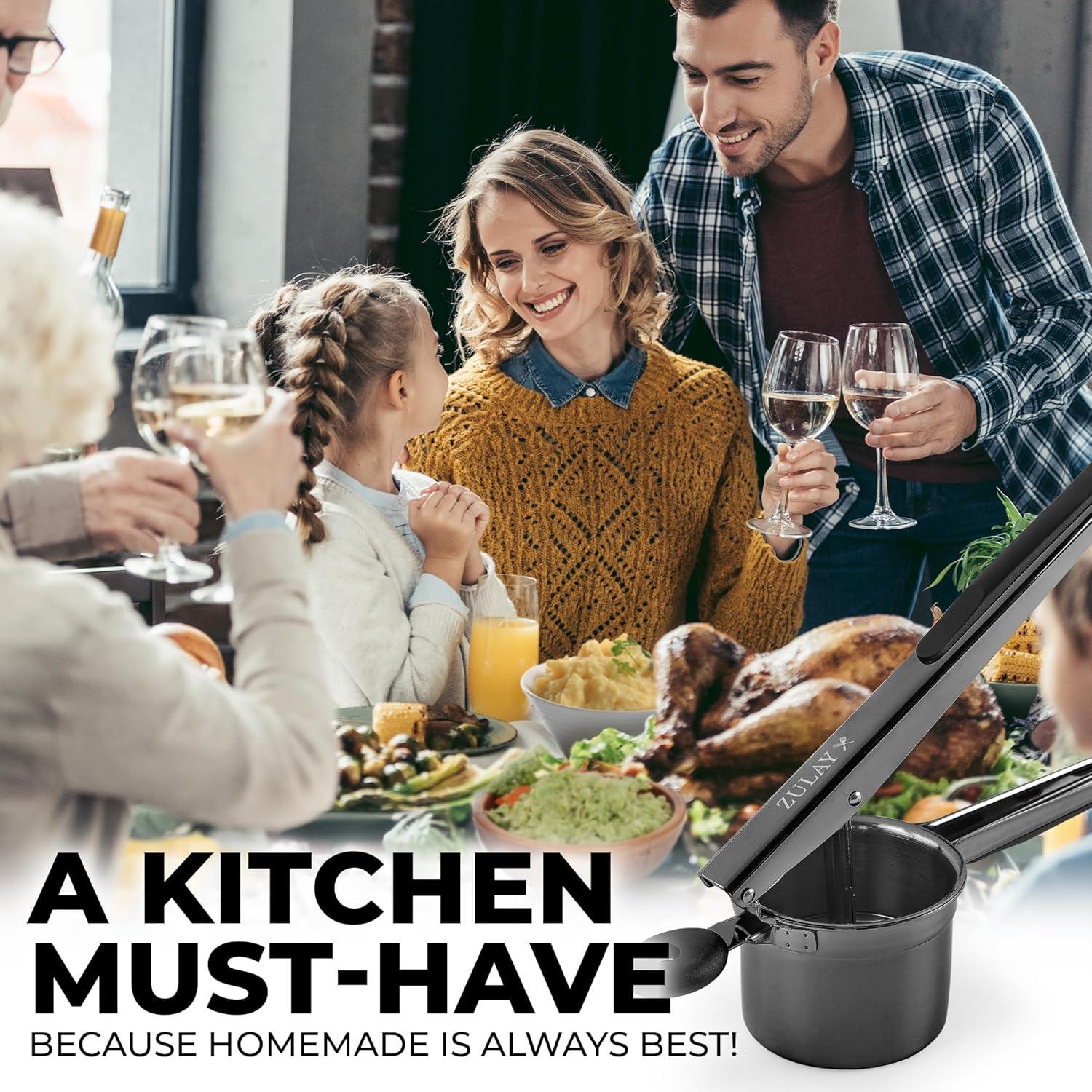 Prensa de Papas Zulay Kitchen 15oz Acero Inoxidable Negro