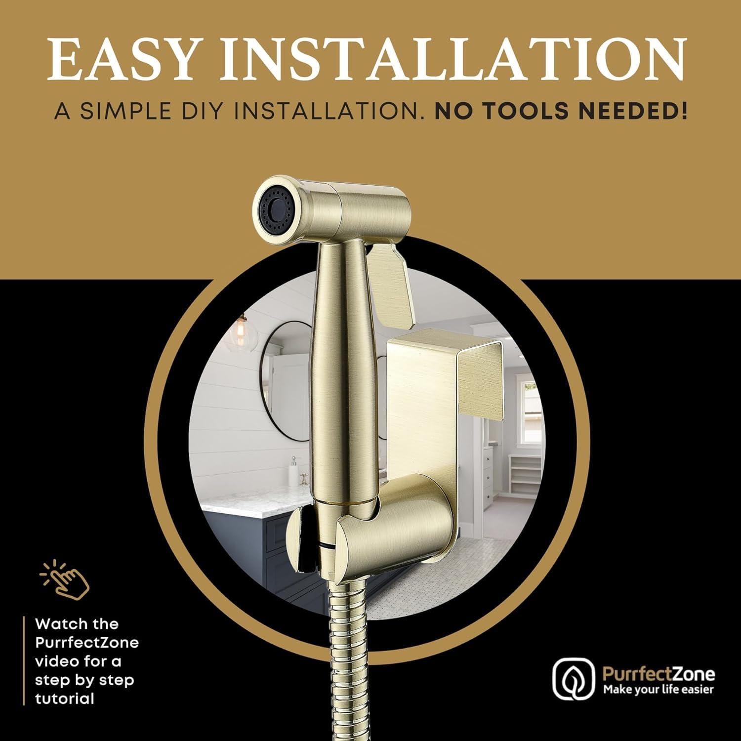 Rociador de Bidet de Mano Purrfectzone Acero Inoxidable Oro