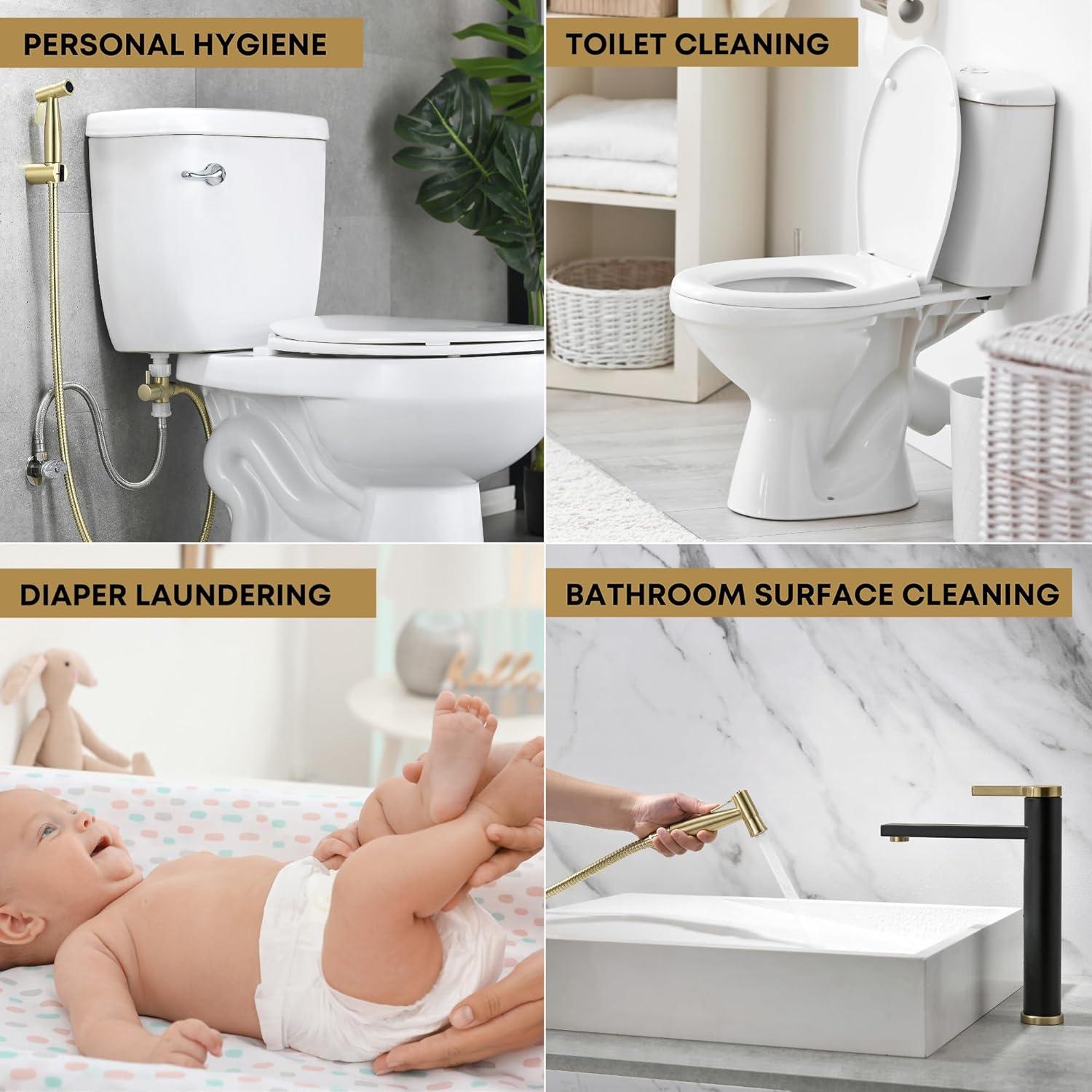 Rociador de Bidet de Mano Purrfectzone Acero Inoxidable Oro